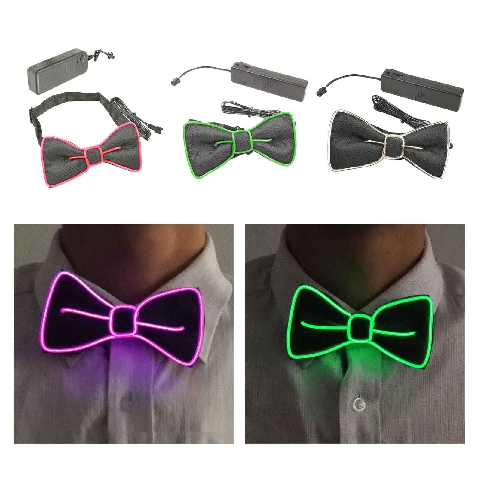 Light up Bowtie LED Bow Tie Novelty Glow in The Dark for Party Costume Green