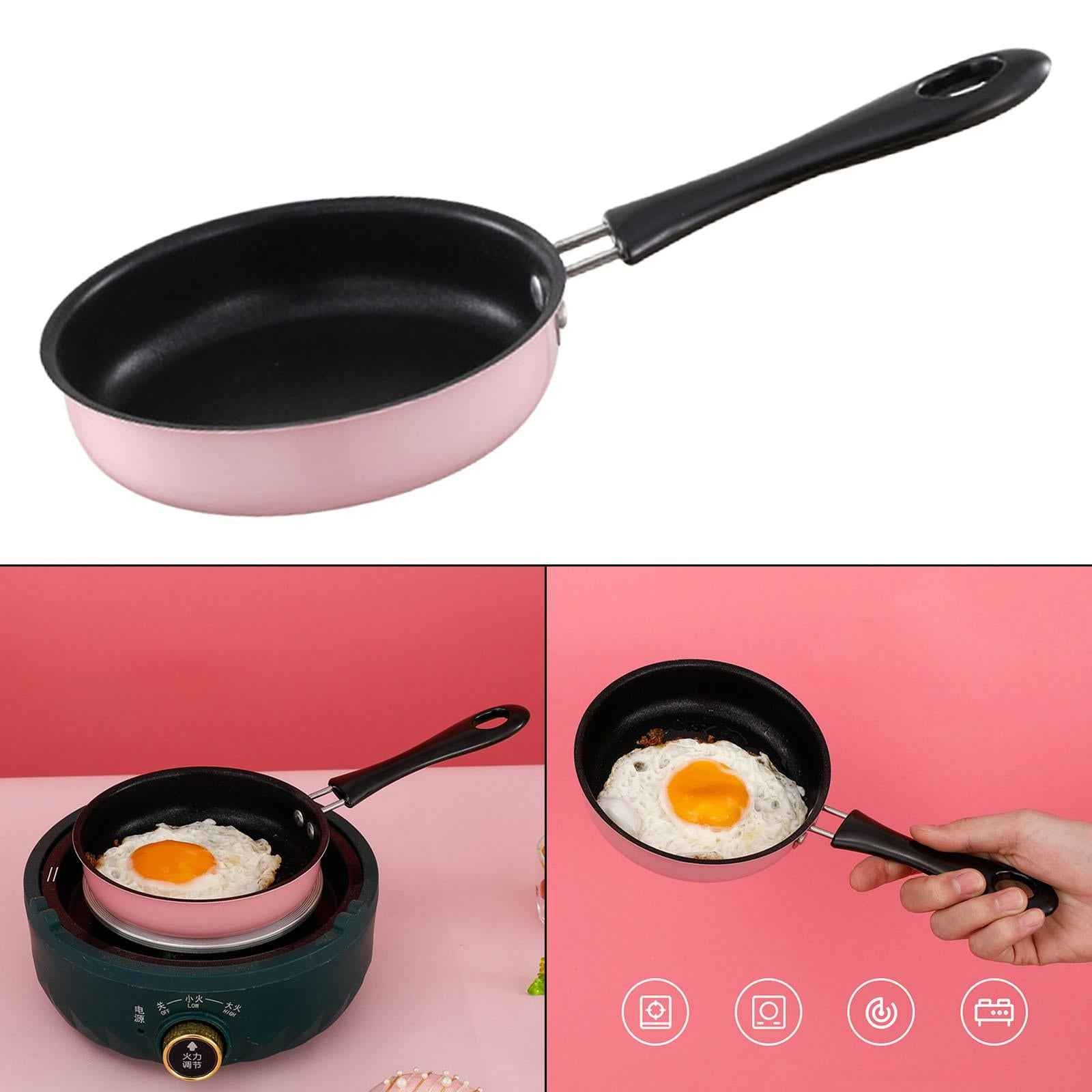 Frying Pan Nonstick with Long Handle for Induction Cooker RV Travel Kitchen Pink