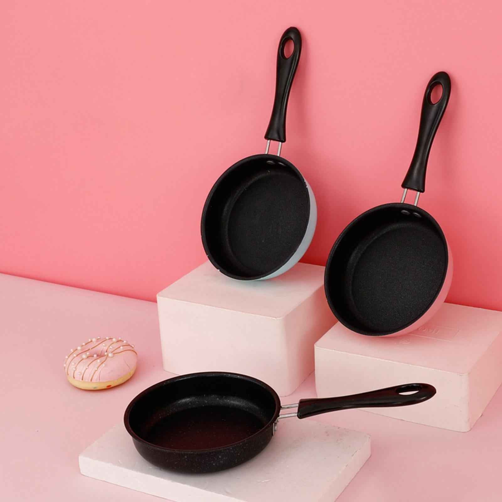 Frying Pan Nonstick with Long Handle for Induction Cooker RV Travel Kitchen Pink