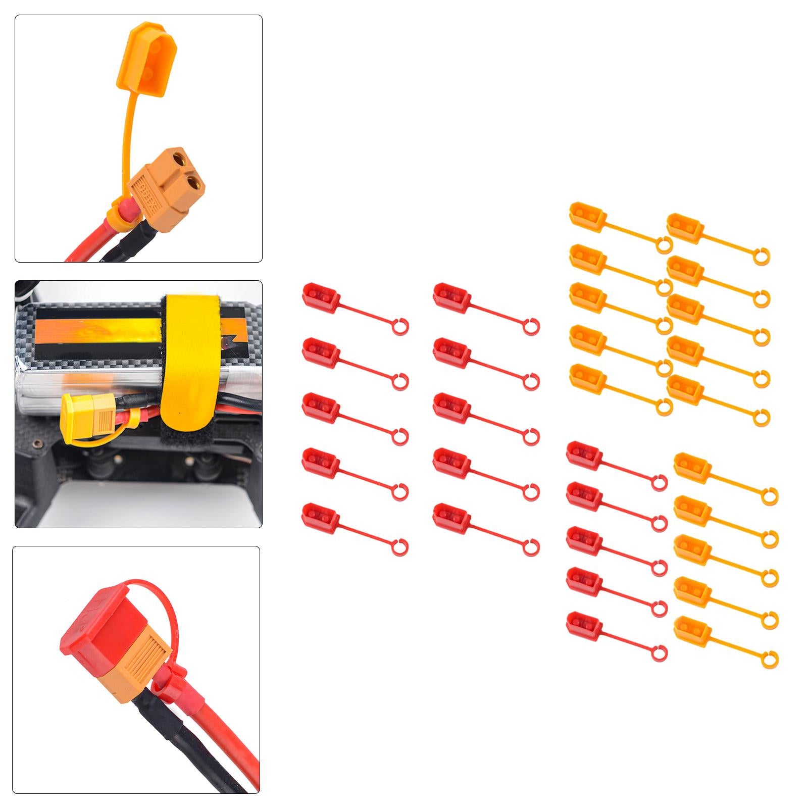 3xXT60 Male Female Plug Dust Protector Shell for Lipo Battery red
