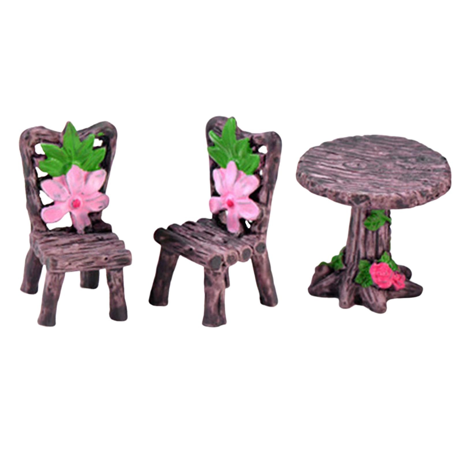 4xMiniature Table Chair Set Dollhouse DIY Mini Model Set Ornaments Furniture