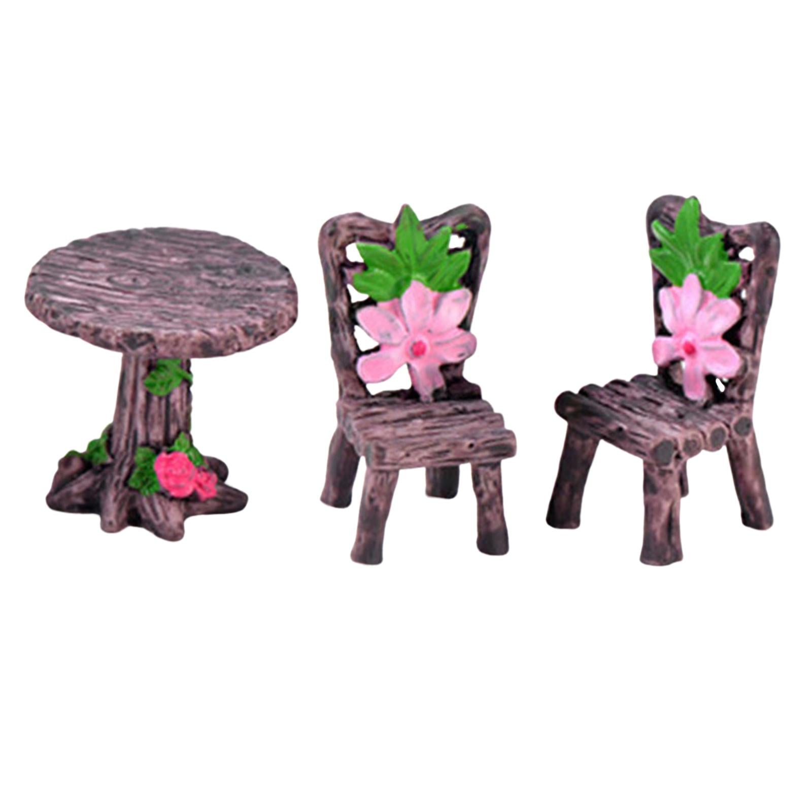 3xMiniature Table Chair Set Dollhouse DIY Mini Model Set Ornaments Furniture