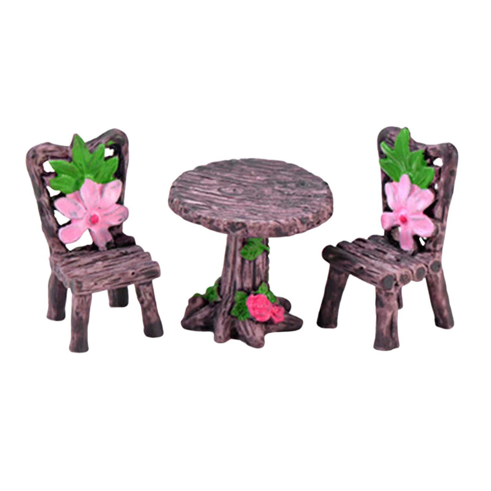 3xMiniature Table Chair Set Dollhouse DIY Mini Model Set Ornaments Furniture
