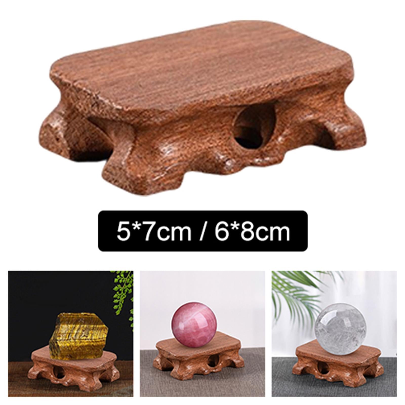 2xWooden Display Stand Support Sphere Holder for Crystals Gemstones Rocks S