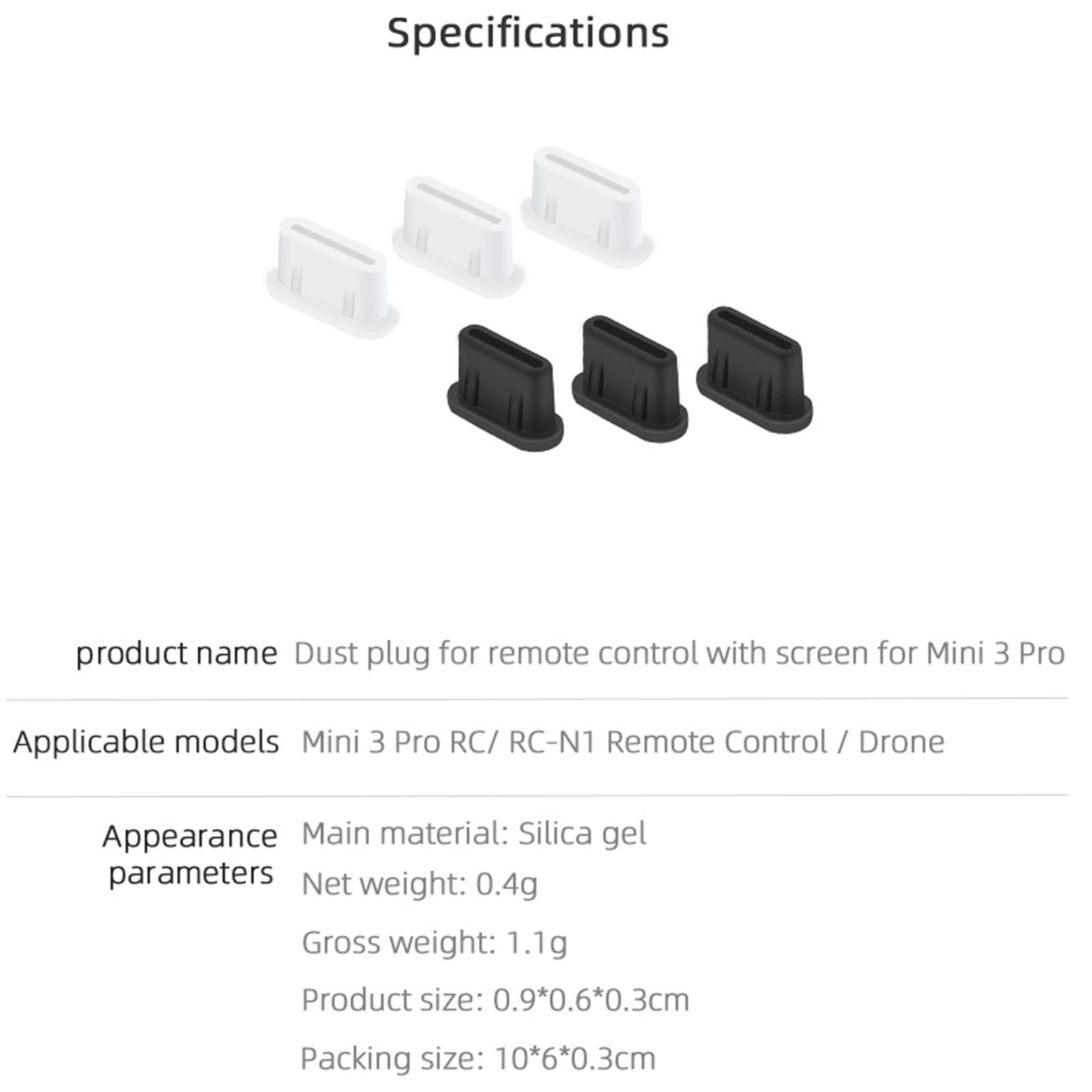 3x3x Type c Charger Cover Silicone Dust Plug Phone Accessories Black
