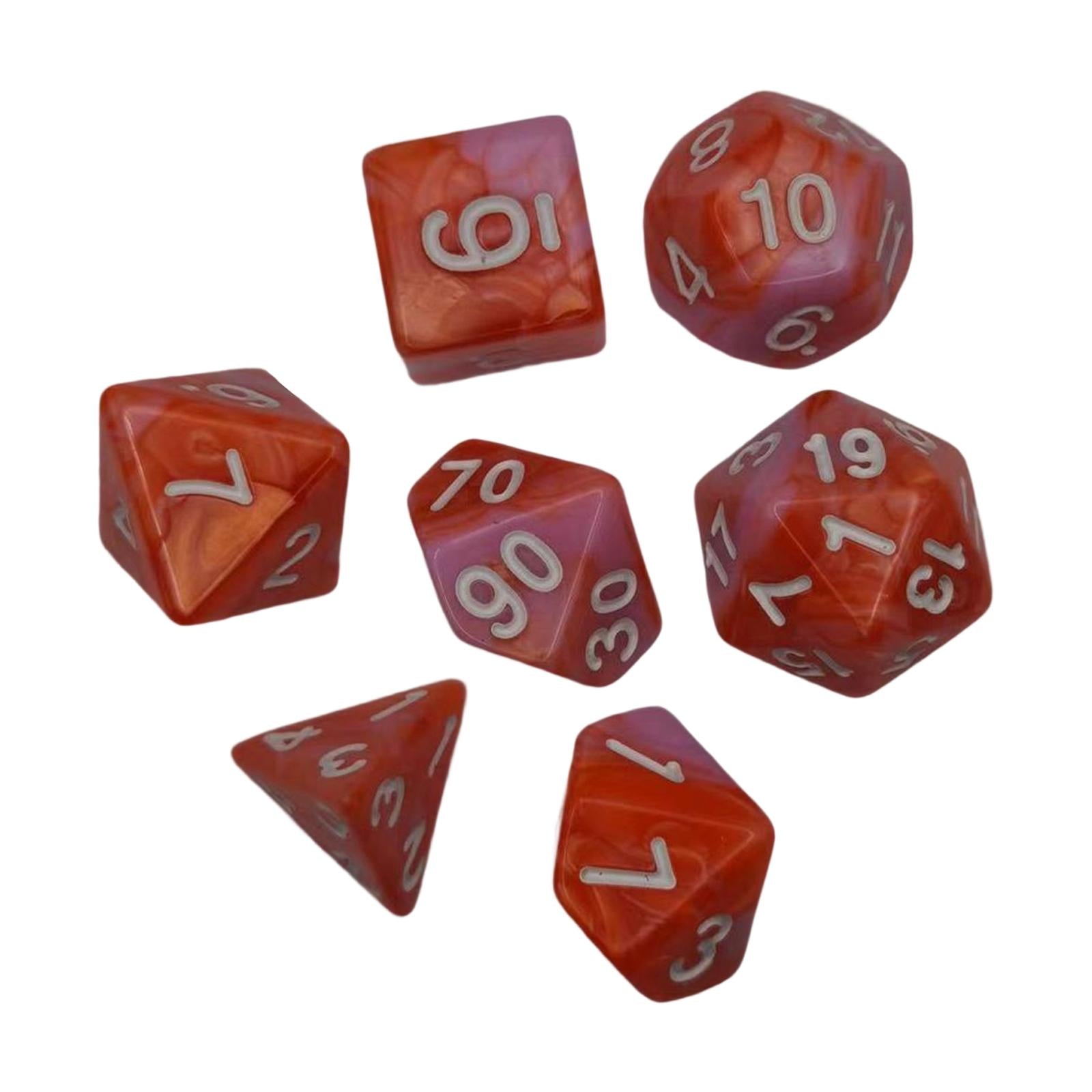 2x7 Pieces Polyhedral Dices Set Durable Board Game Props for Card Game Cafe Orange Pink