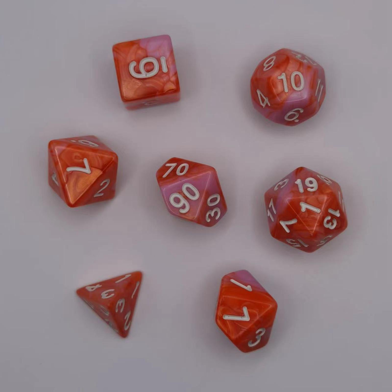 3x7 Pieces Polyhedral Dices Set Durable Board Game Props for Card Game Cafe Orange Pink