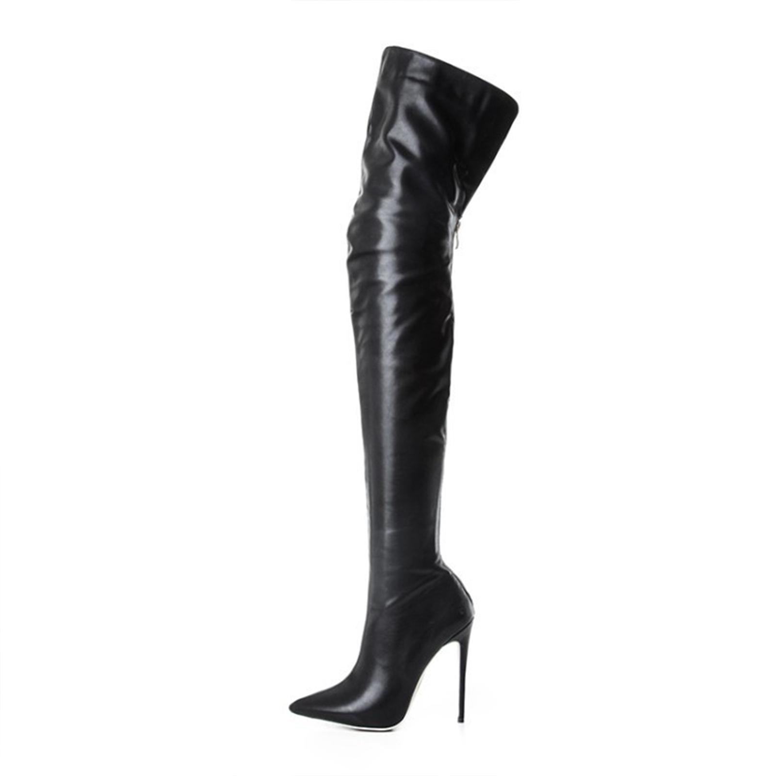 Casual Thigh High Boots Warmer Accessories Womens for Party Home Wedding 38 black