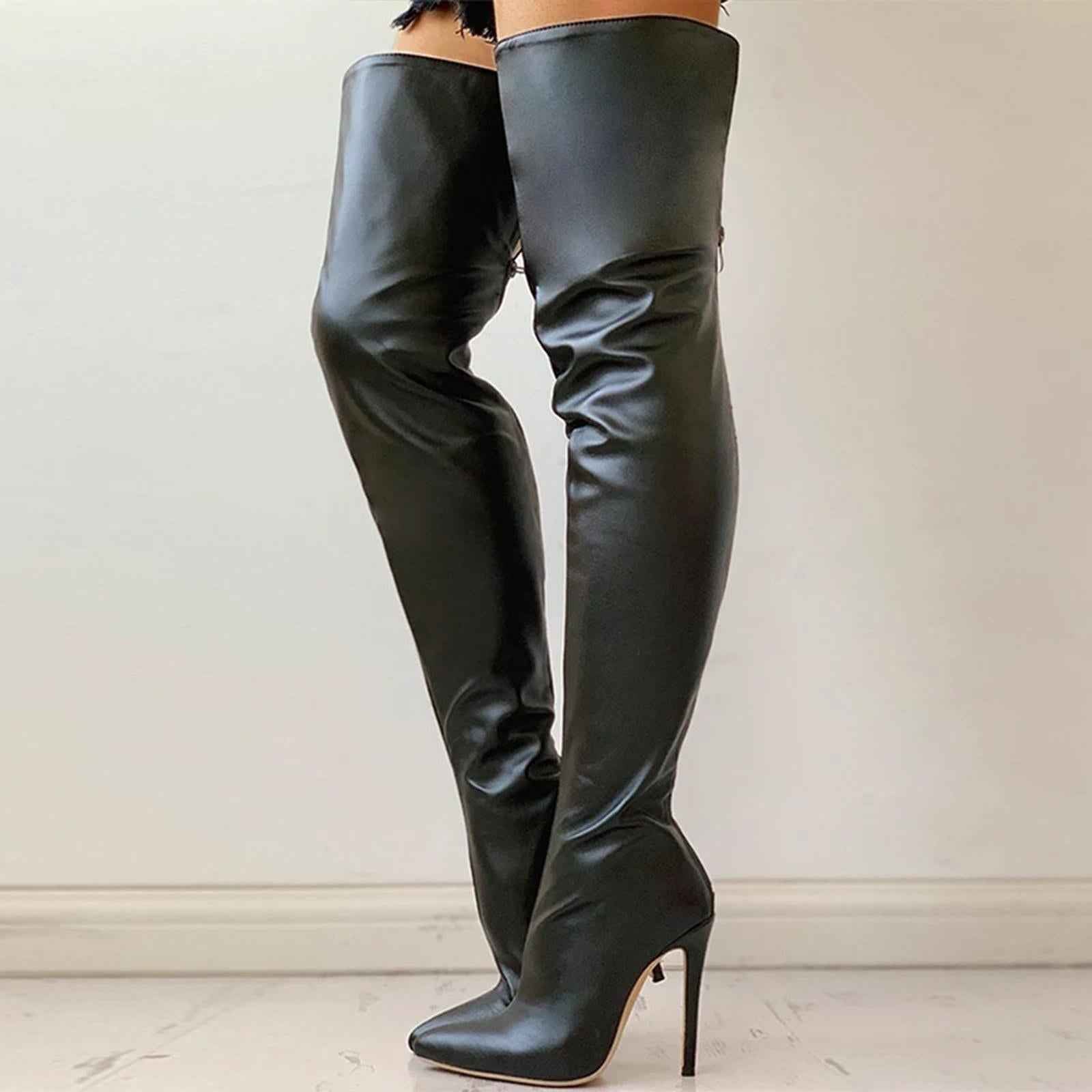 Casual Thigh High Boots Warmer Accessories Womens for Party Home Wedding 38 black