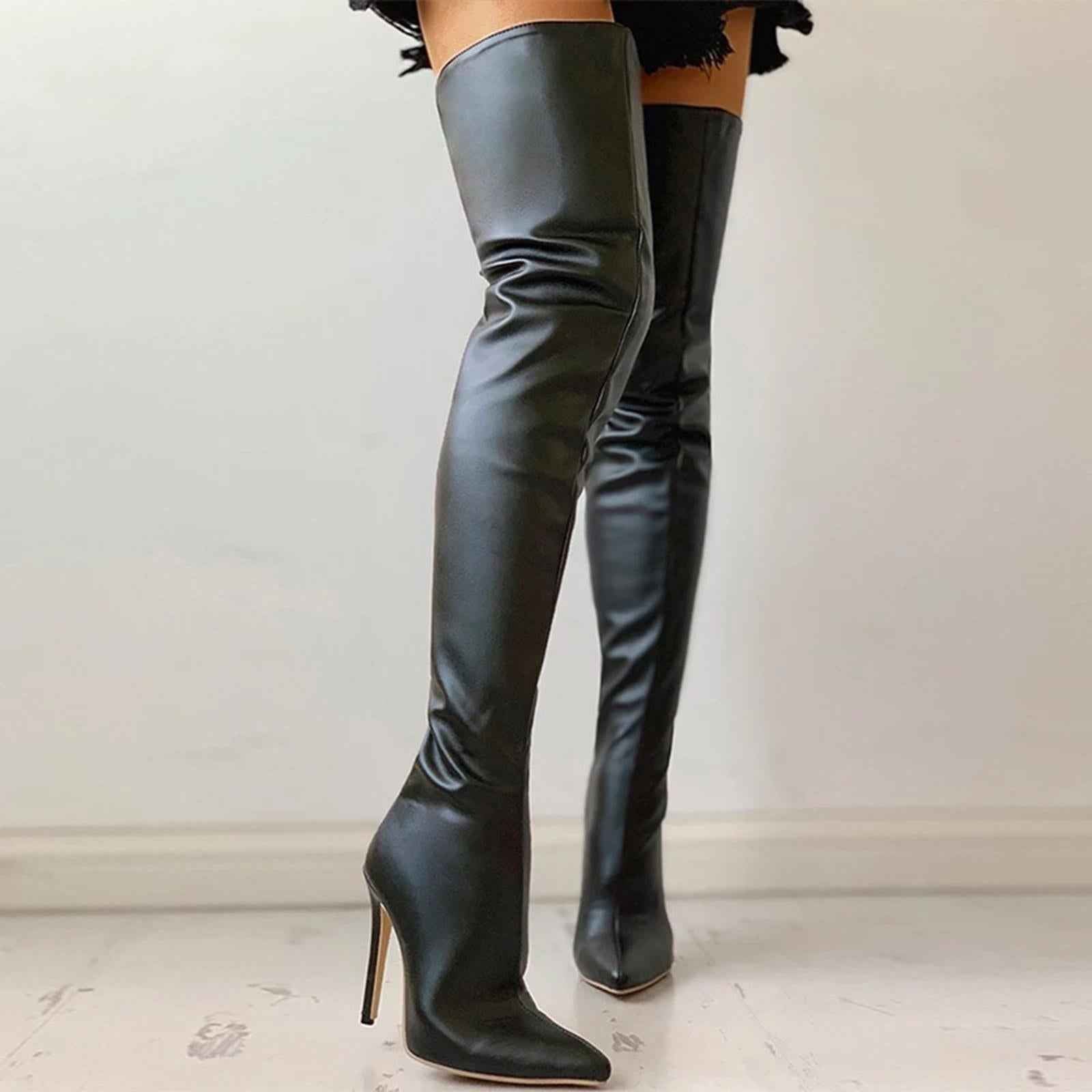 Casual Thigh High Boots Warmer Accessories Womens for Party Home Wedding 38 black