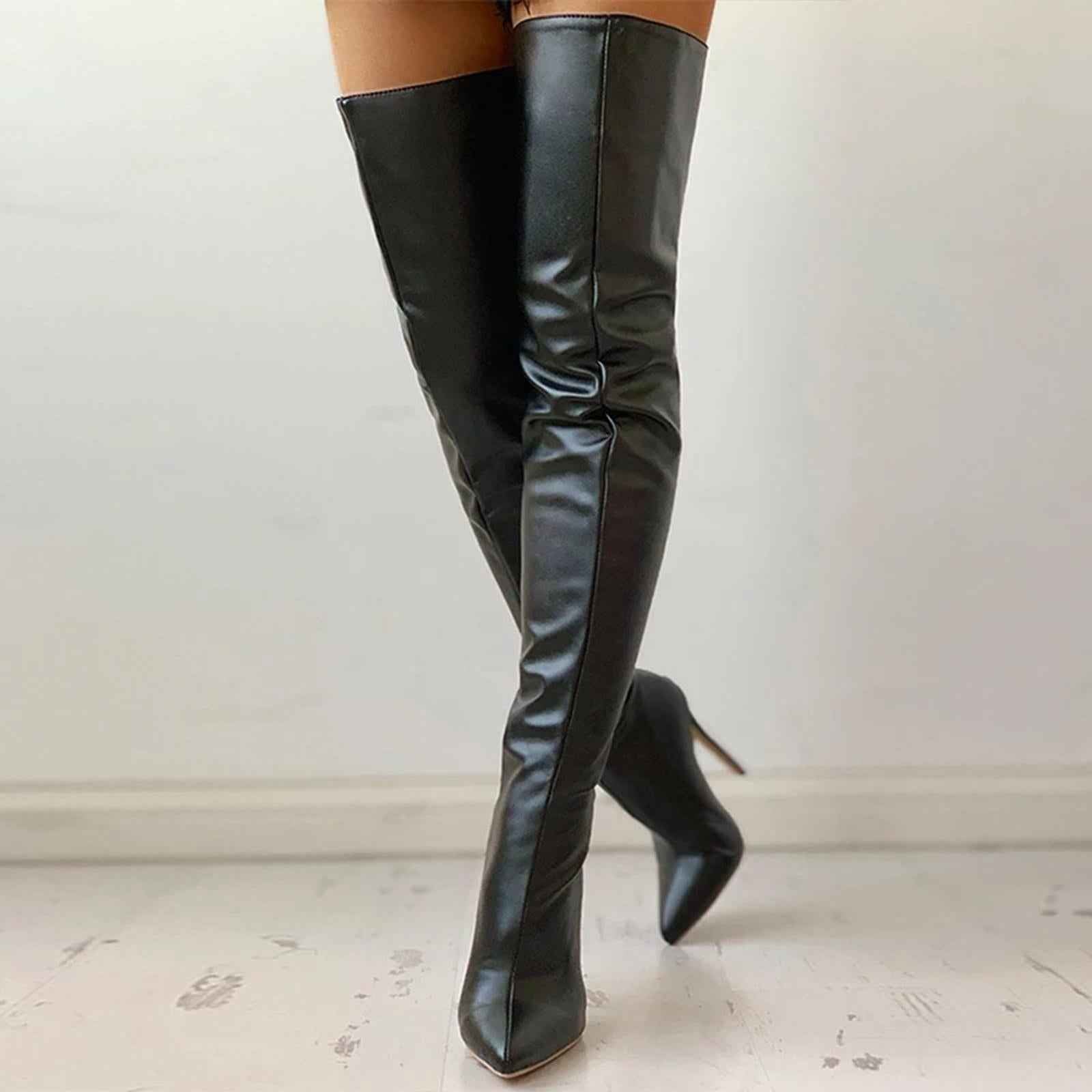 Casual Thigh High Boots Warmer Accessories Womens for Party Home Wedding 38 black
