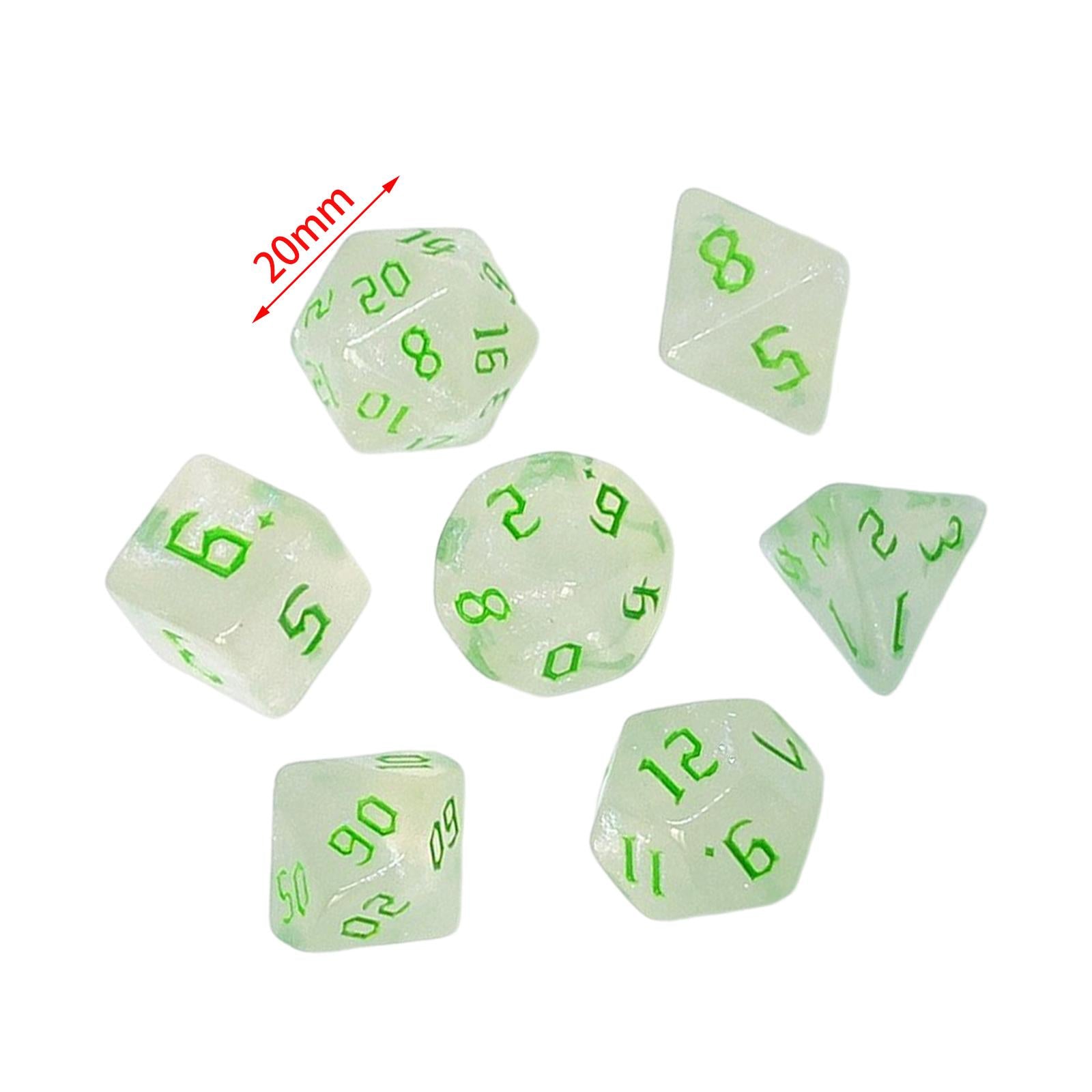 2x7x Polyhedral Dices Table Game Dices for Holiday Party Supplies Role Playing Green