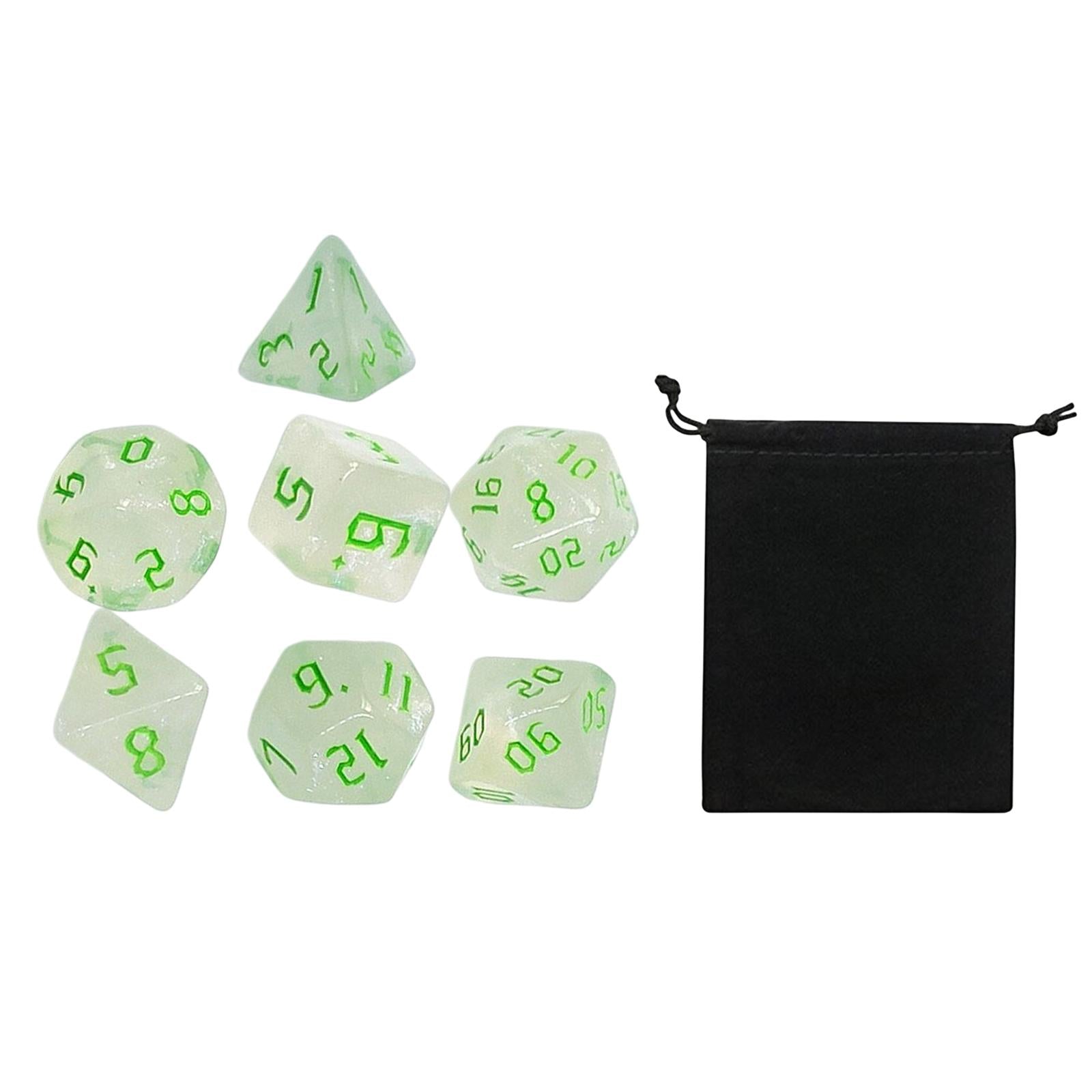 2x7x Polyhedral Dices Table Game Dices for Holiday Party Supplies Role Playing Green