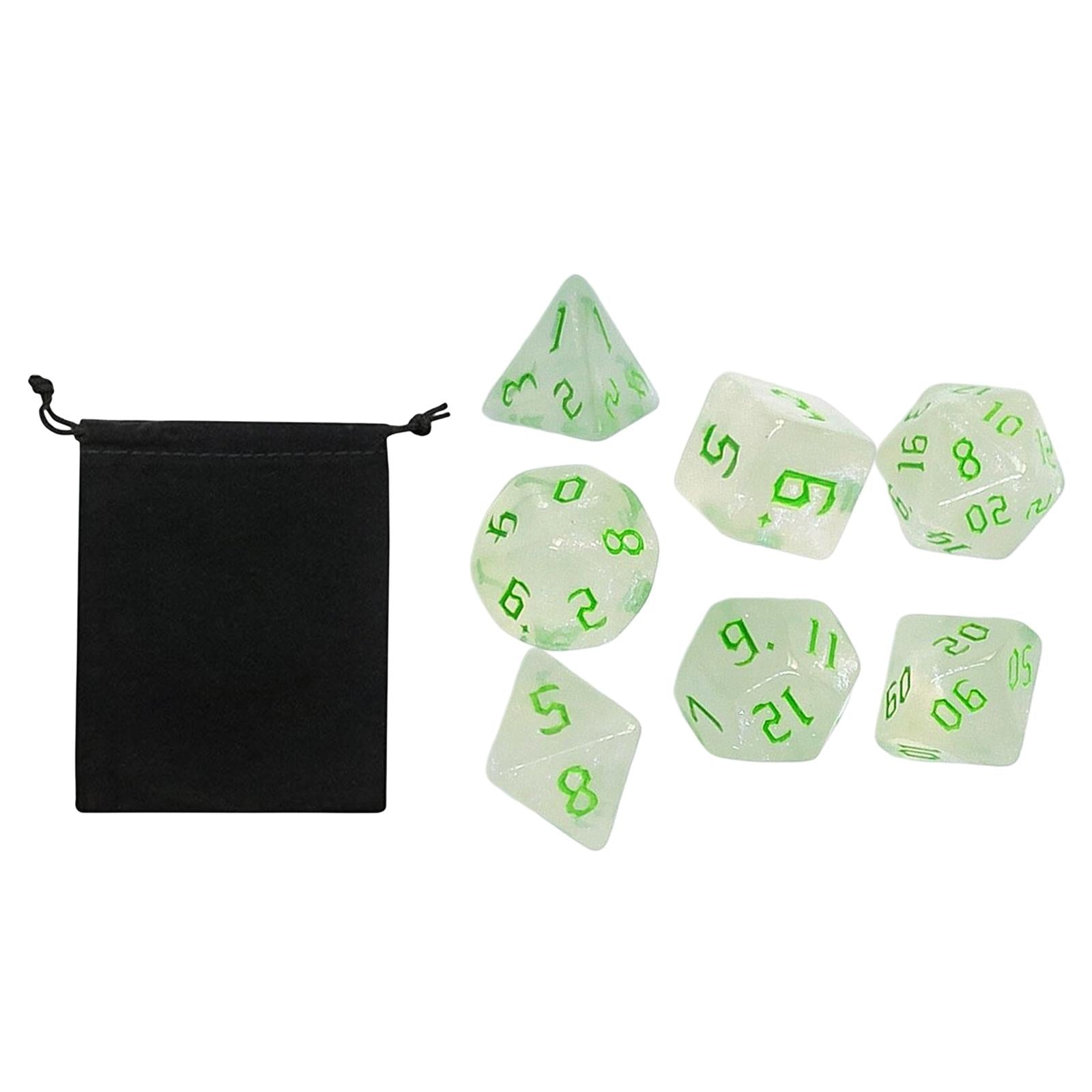 2x7x Polyhedral Dices Table Game Dices for Holiday Party Supplies Role Playing Green