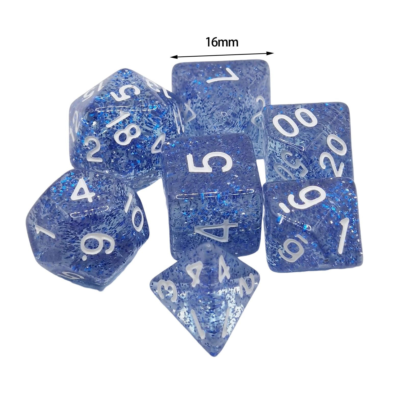 2x7 Pieces Solid Acrylic Polyhedral Dices Set for Party Supplies Table Games Blue