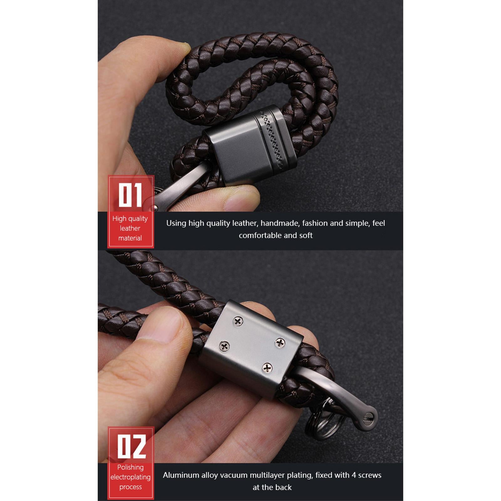 4xBraided Rope Key Chain Wristlet Bracelet Keychain Lanyard Car Key Chain Coffee