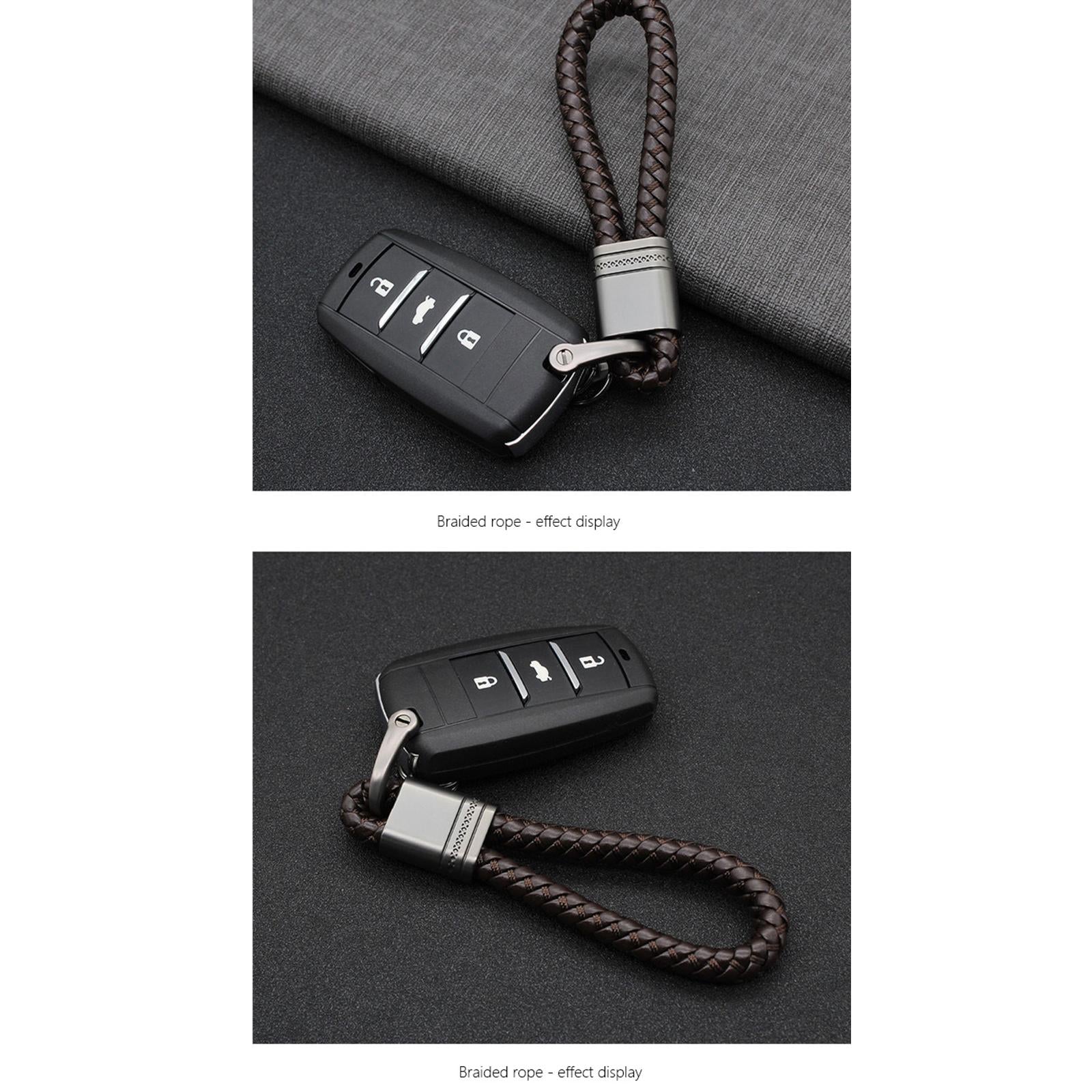 2xBraided Rope Key Chain Wristlet Bracelet Keychain Lanyard Car Key Chain Coffee