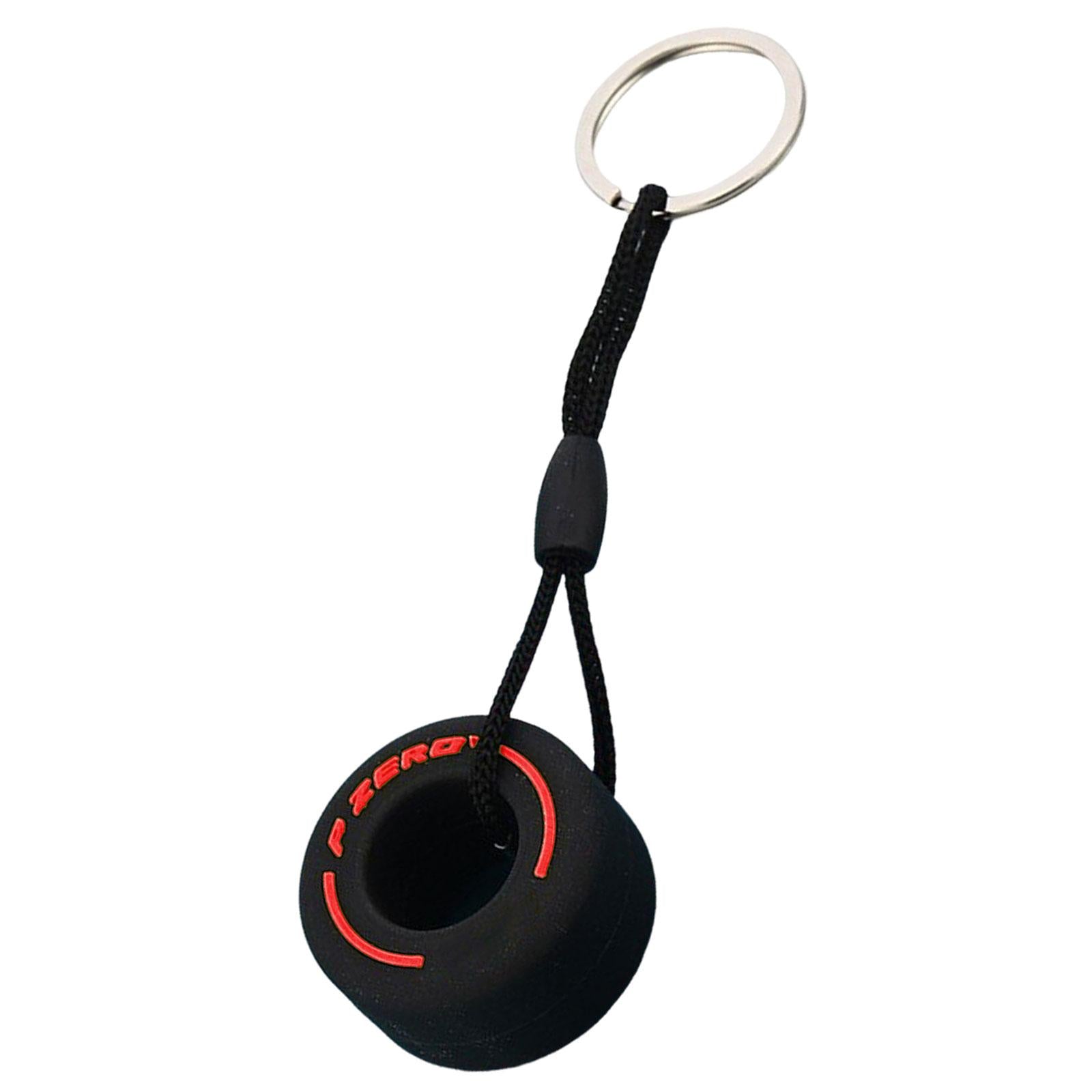 2xTire Key Chains Bag Charm Rubber Keyfob Mini Keyring for Car Accessories Men Red