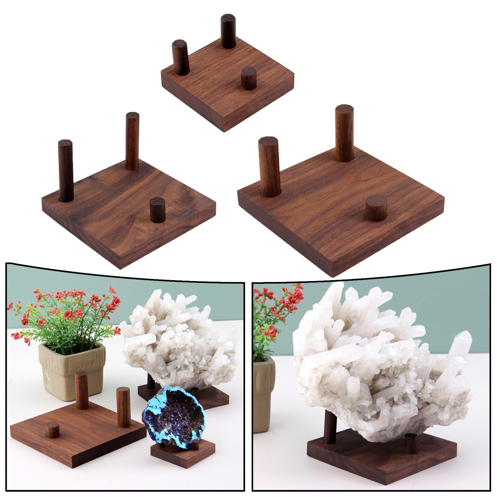 4xWooden base rocks Display Holder Wood for show Display Home Shop Window small