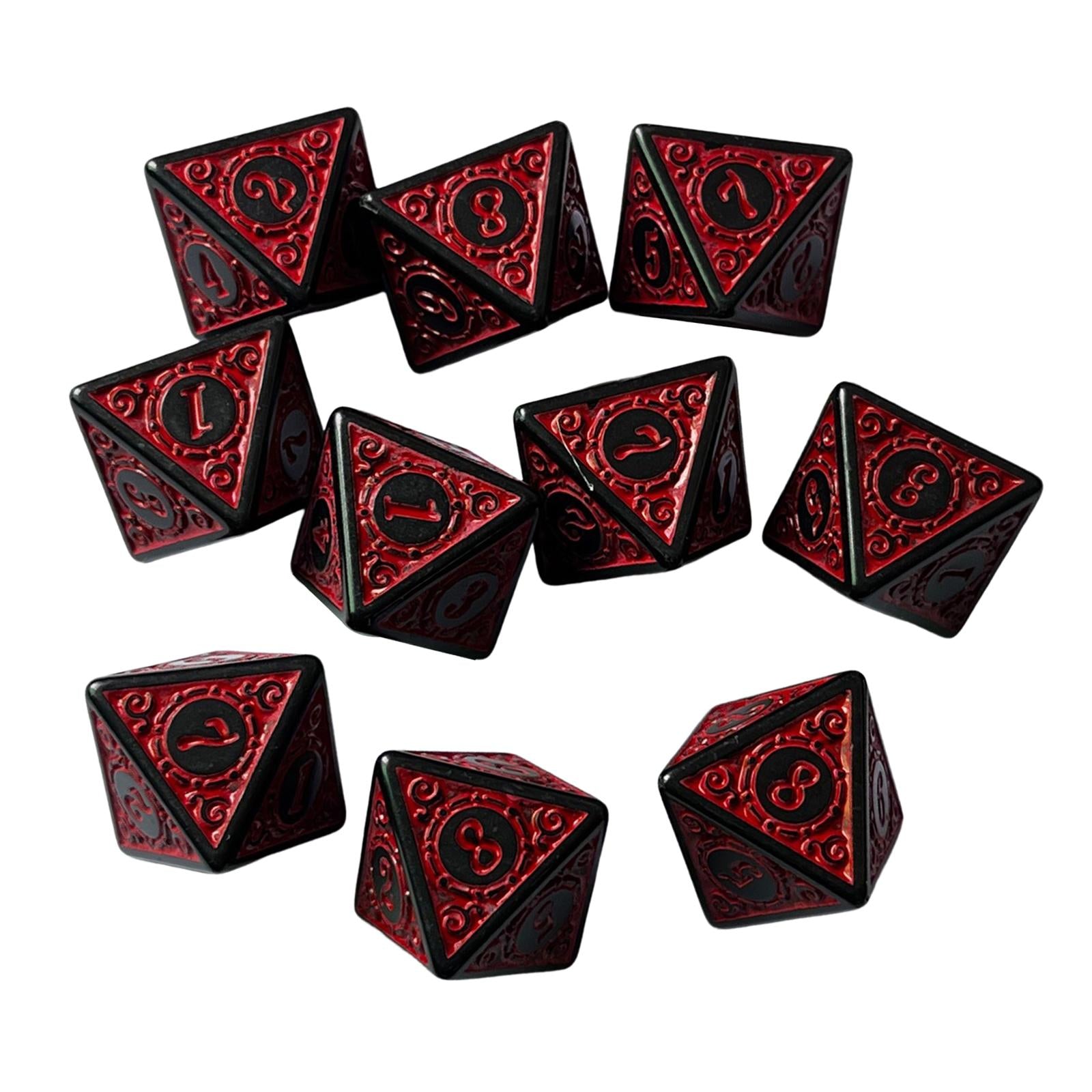 3x10Pcs 15mm Dices Acrylic Party Game Dices 8 Sided Dices Set for Party KTV Red
