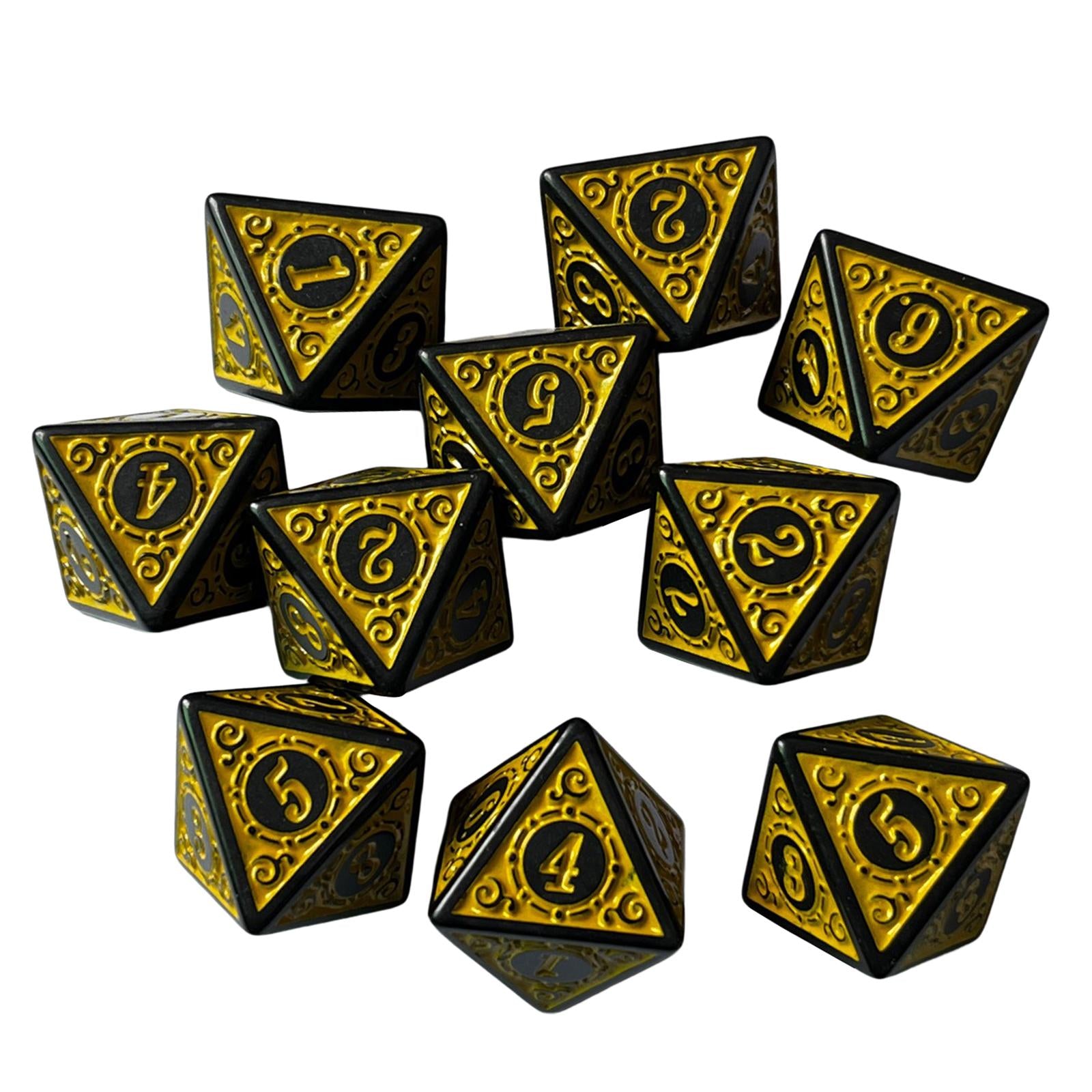 2x10Pcs 15mm Dices Acrylic Party Game Dices 8 Sided Dices Set for Party KTV Yellow