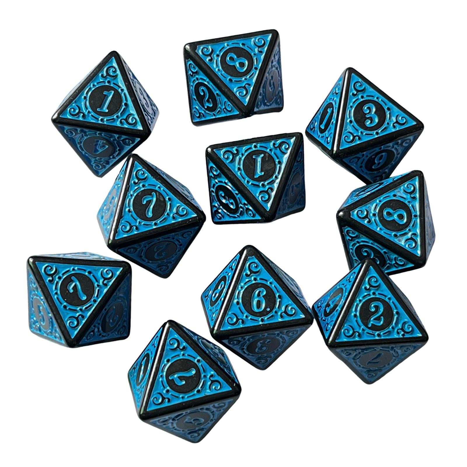 2x10Pcs 15mm Dices Acrylic Party Game Dices 8 Sided Dices Set for Party KTV Blue