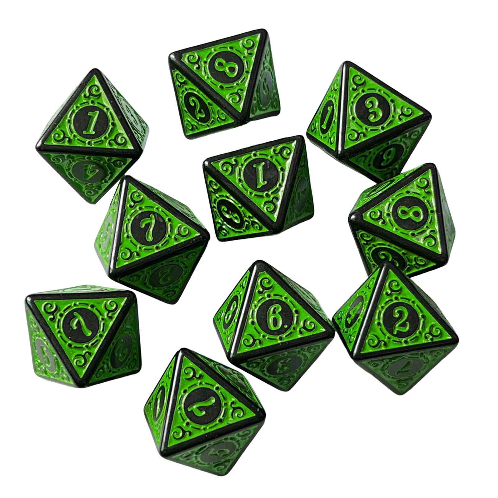 3x10Pcs 15mm Dices Acrylic Party Game Dices 8 Sided Dices Set for Party KTV Green