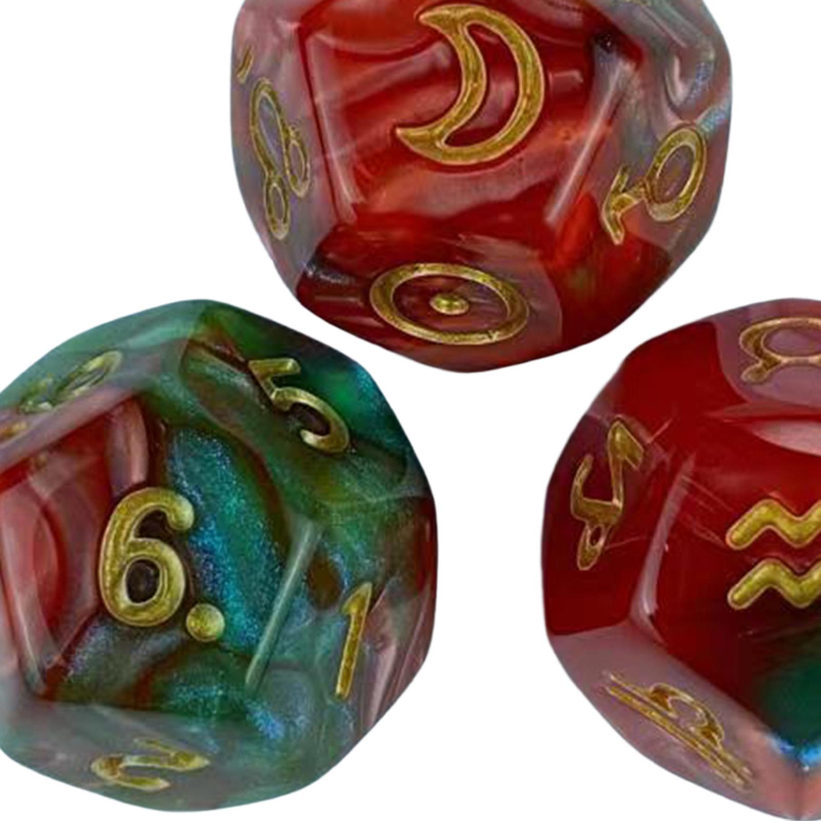 3x3x Astrology Dice 12 Sided for Family Gathering Role Playing Game Dice Games Style B