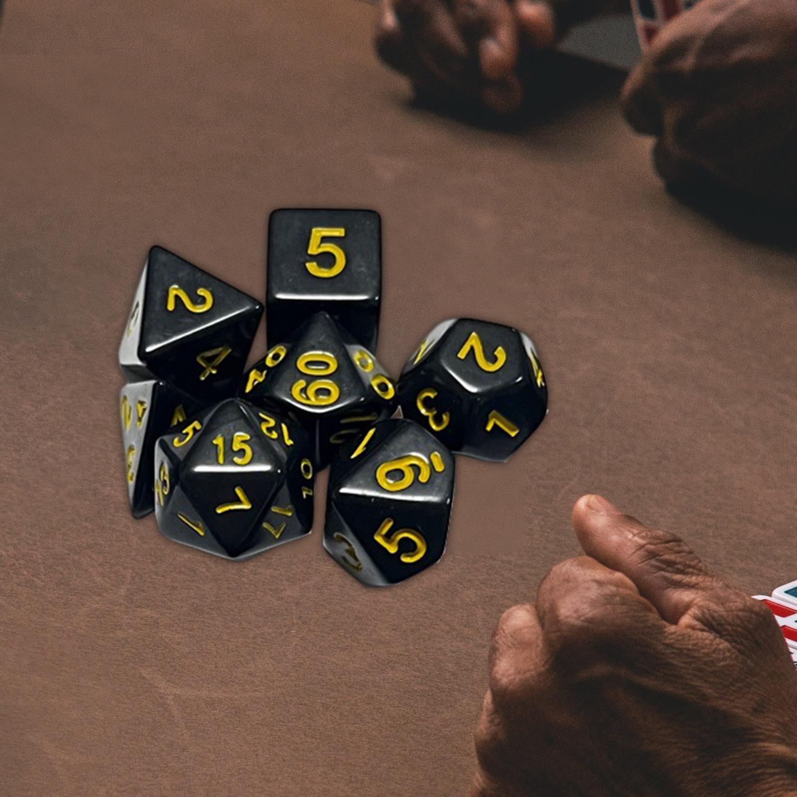 2x7Pcs Polyhedral Dices Set Entertainment Toy for Entertainment Party Supplies Yellow