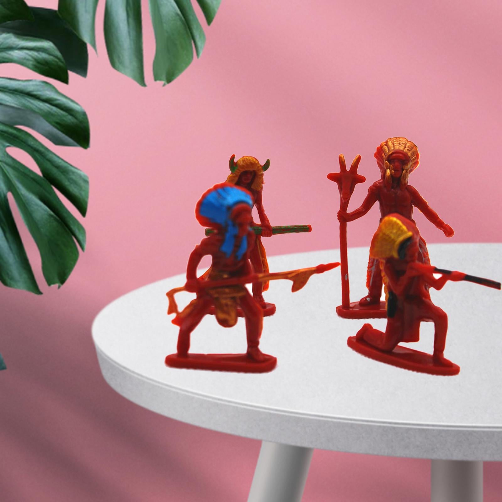 4x4 Pieces Simulation Cowboy People Figures Layout Indian Model Action Figures