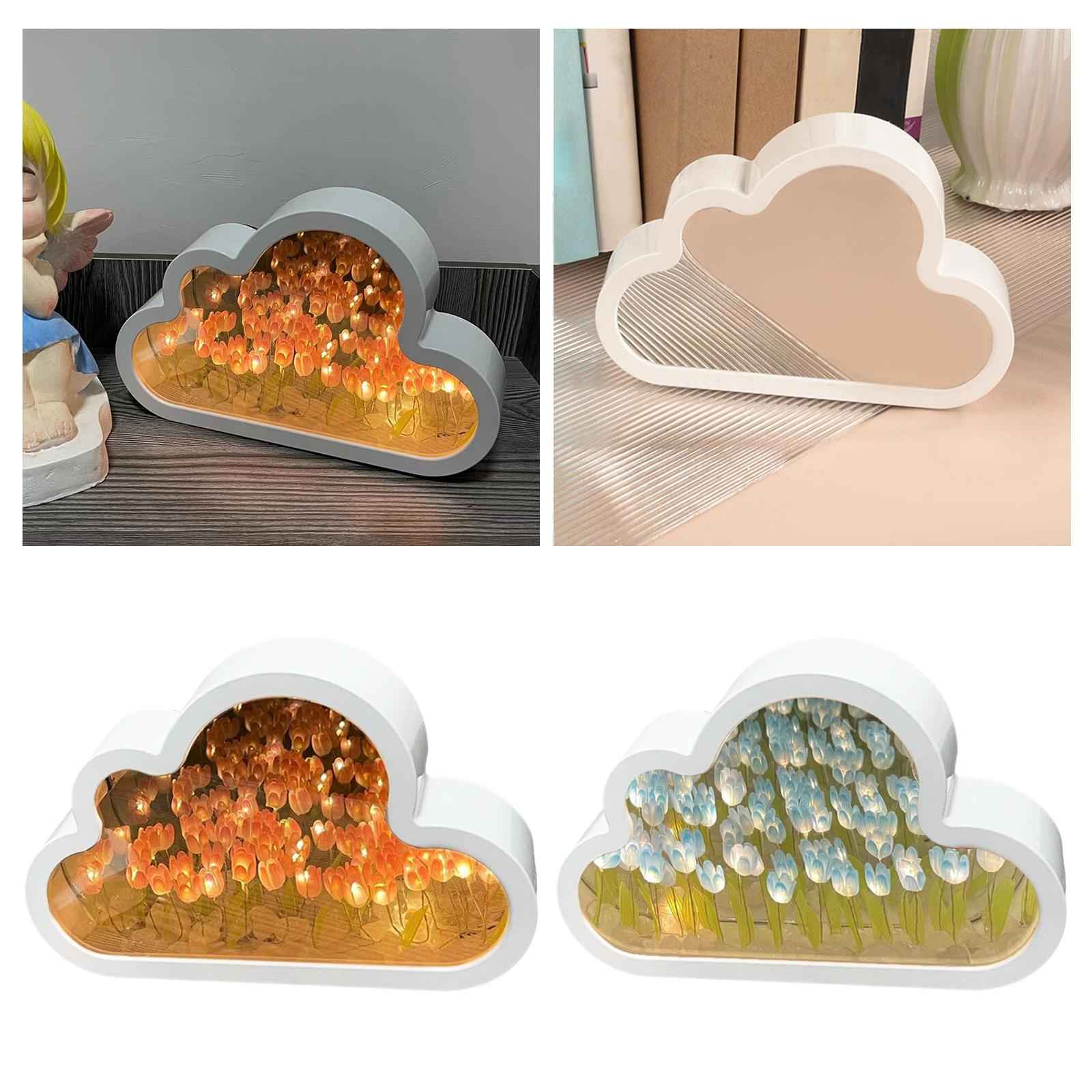 DIY Mirror Night Lamp Small Night Light Bedside Lamp for Bathroom Desk Party Pink