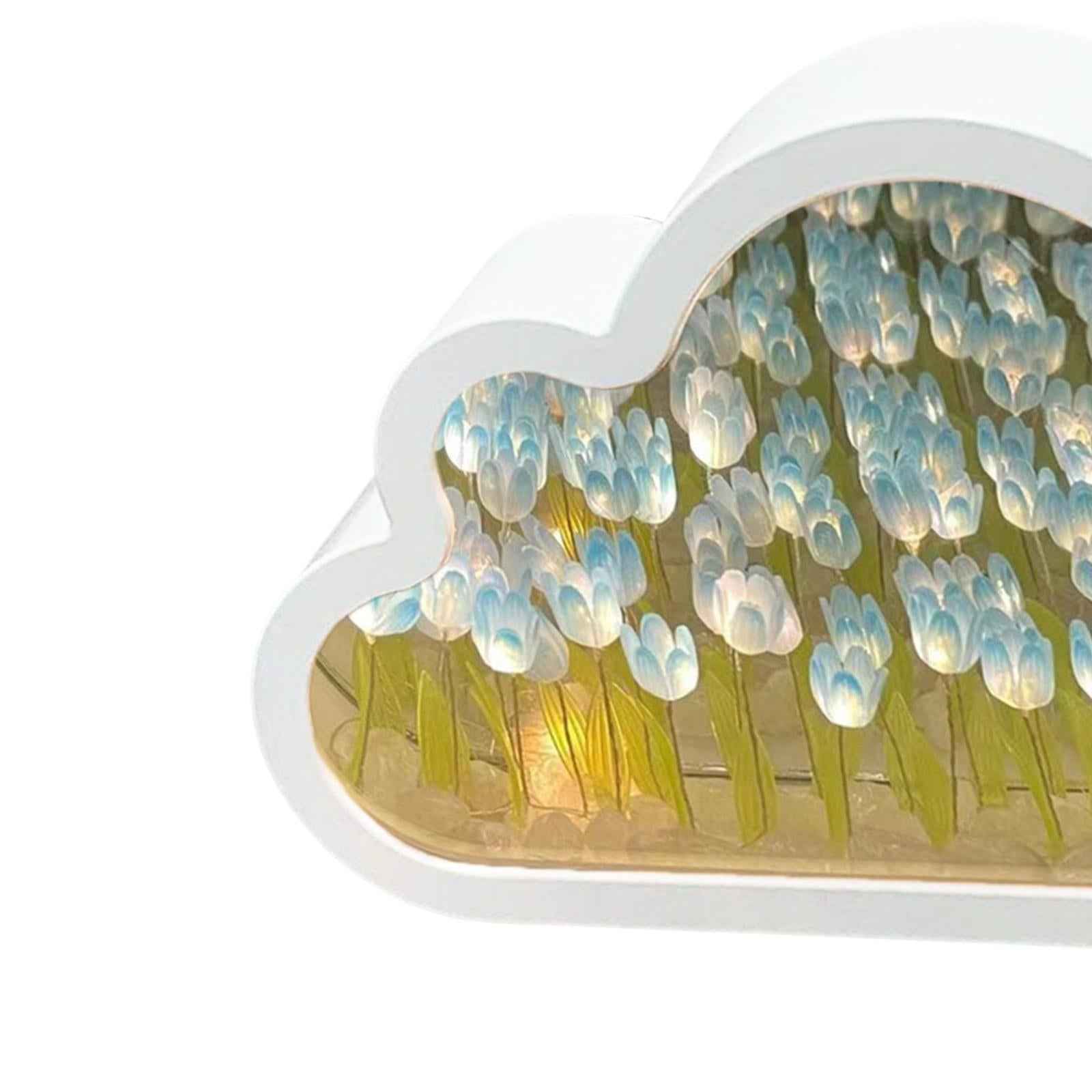DIY Mirror Night Lamp Small Night Light Bedside Lamp for Bathroom Desk Party Blue