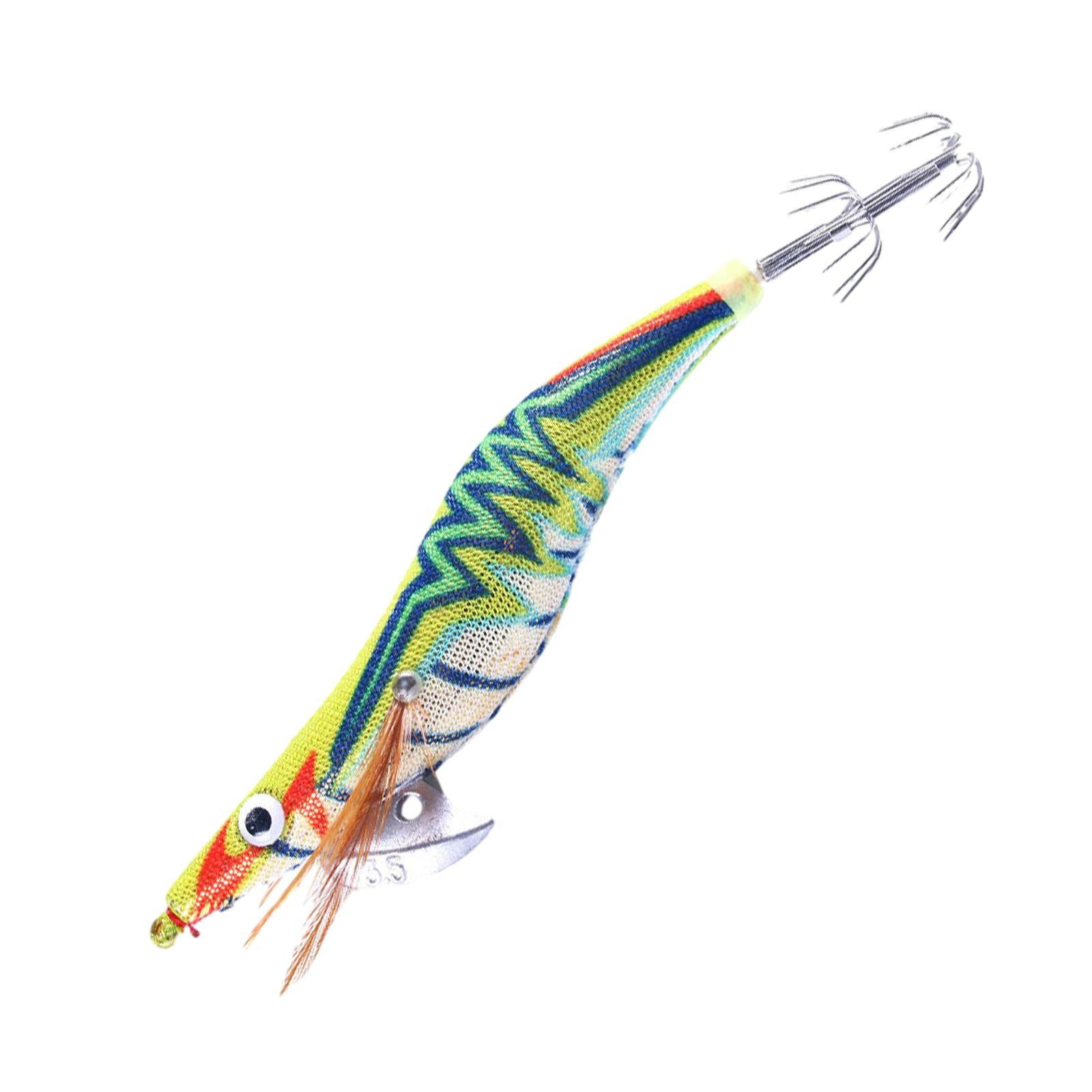 2xLuminous Squid Jig Hooks 14cm Artificial Squid Jig Lures Durable Squid Hooks Yellow and Green