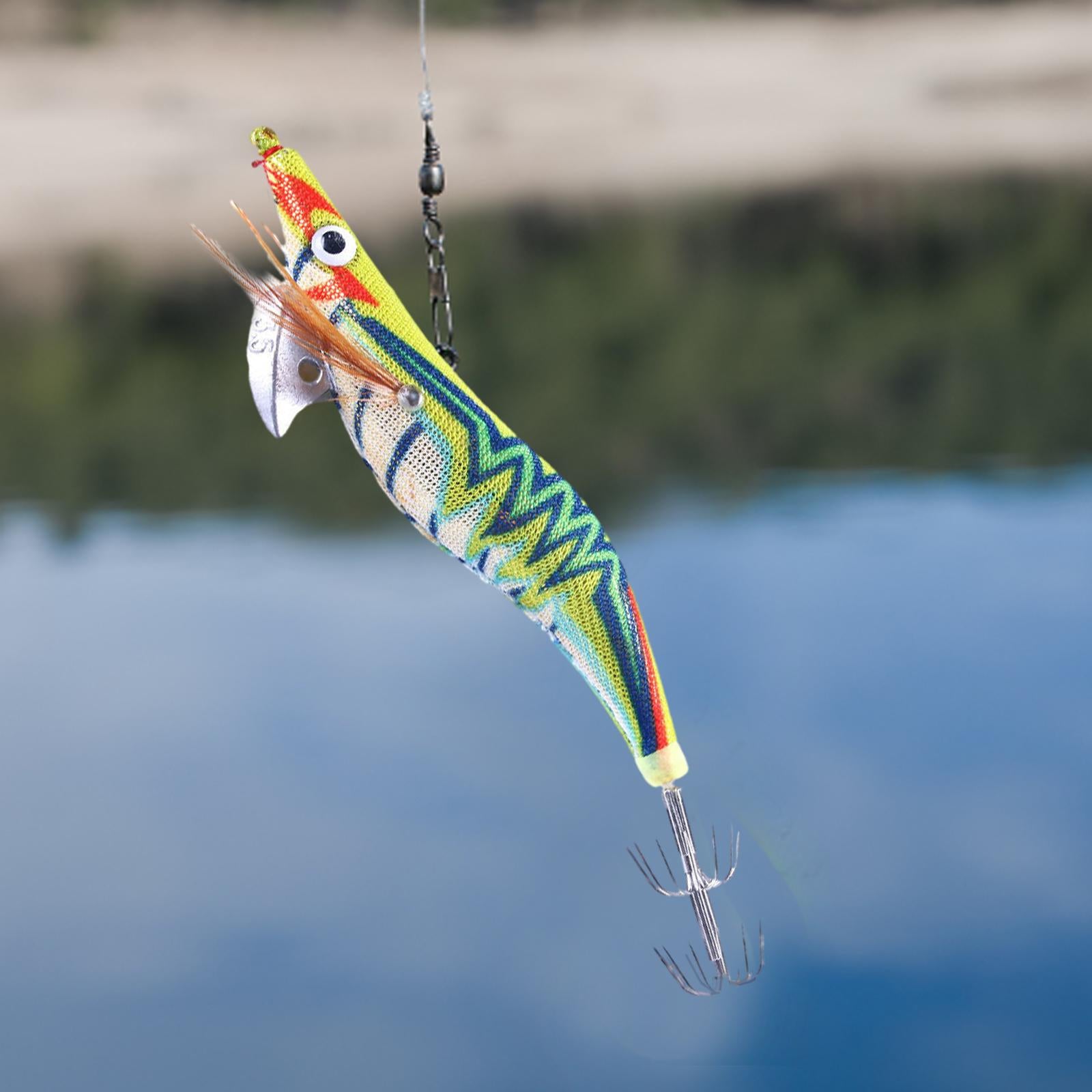 2xLuminous Squid Jig Hooks 14cm Artificial Squid Jig Lures Durable Squid Hooks Yellow and Green