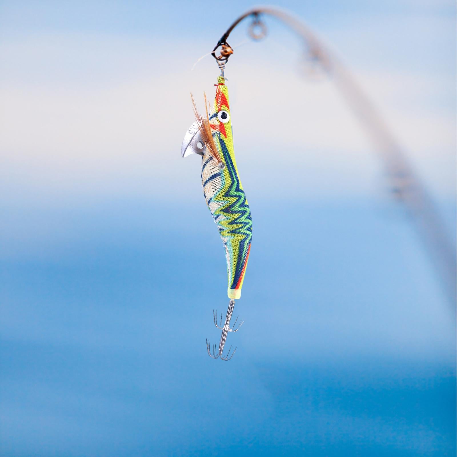 2xLuminous Squid Jig Hooks 14cm Artificial Squid Jig Lures Durable Squid Hooks Yellow and Green