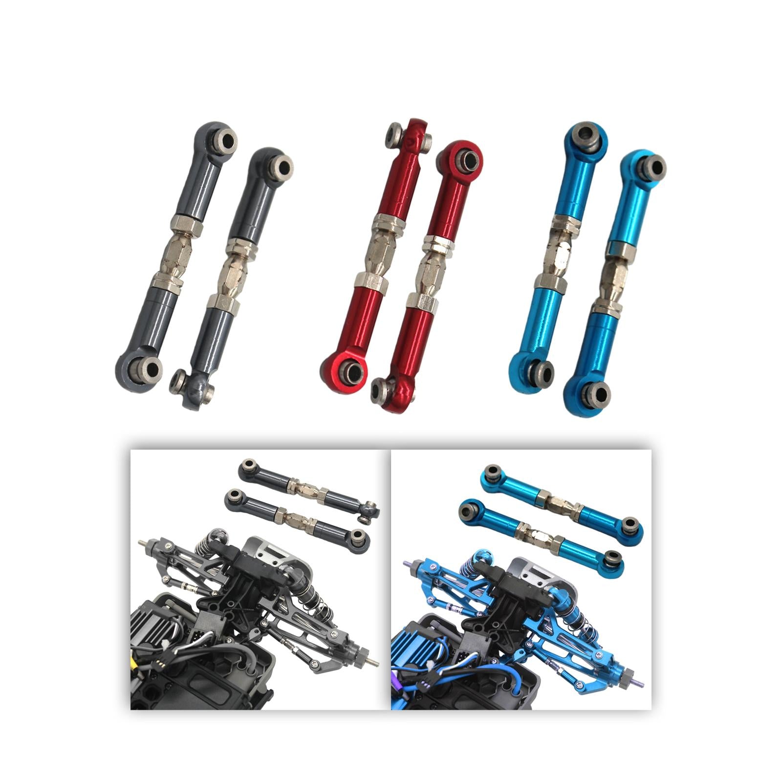 4x2Pcs Steering Link Rod Replacing Upgrade RC Car Push Rods for 1/16 H16 16207