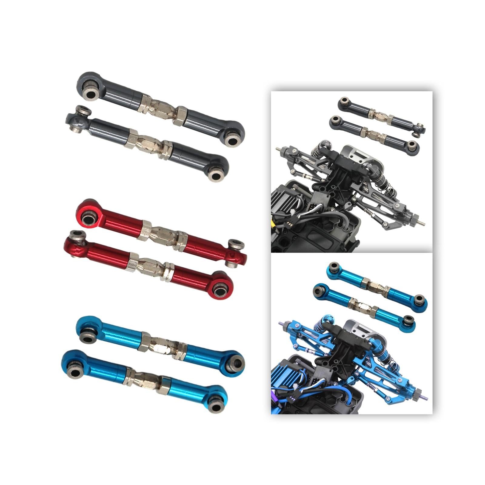 4x2Pcs Steering Link Rod Replacing Upgrade RC Car Push Rods for 1/16 H16 16207