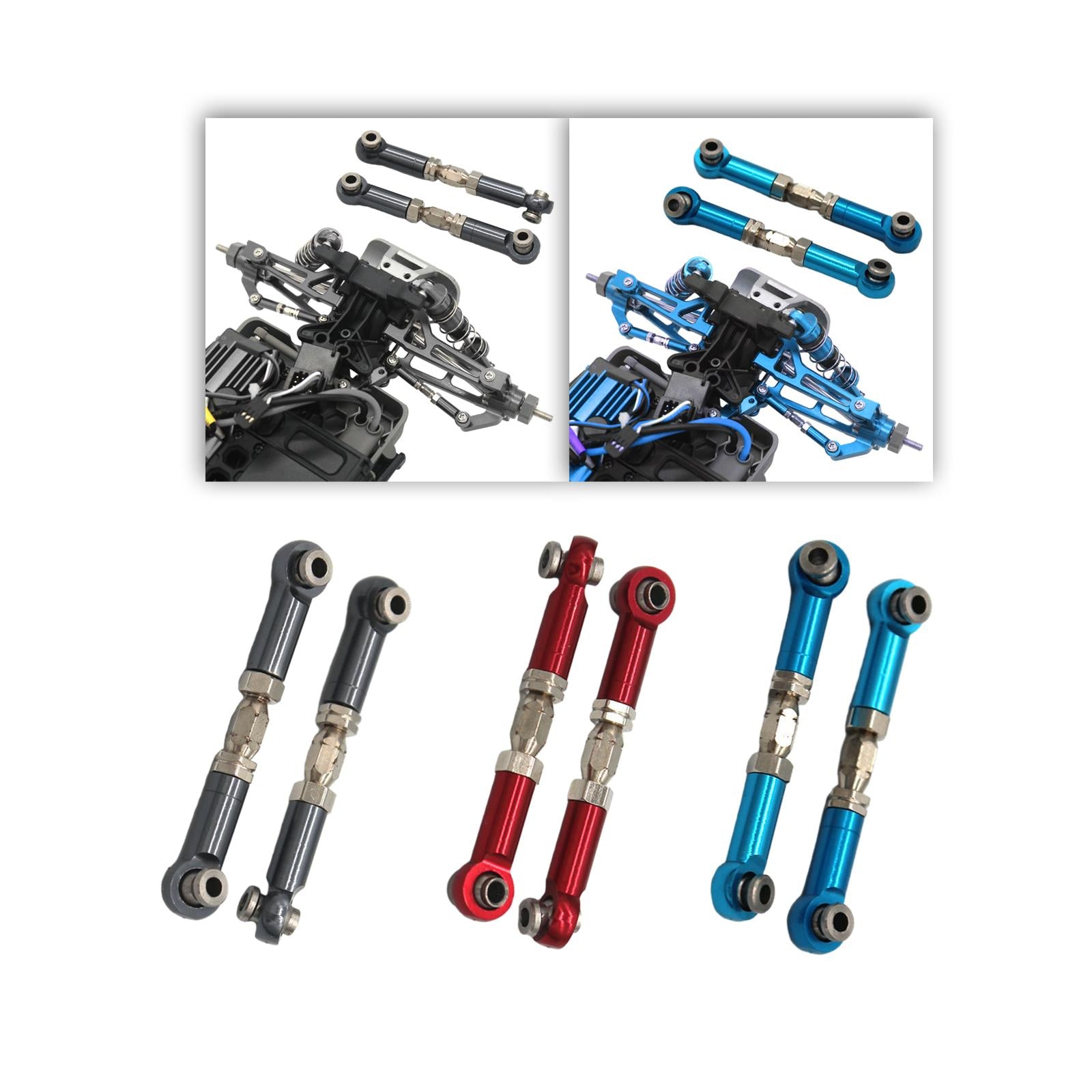 2x2Pcs Steering Link Rod Replacing Upgrade RC Car Push Rods for 1/16 H16 16207