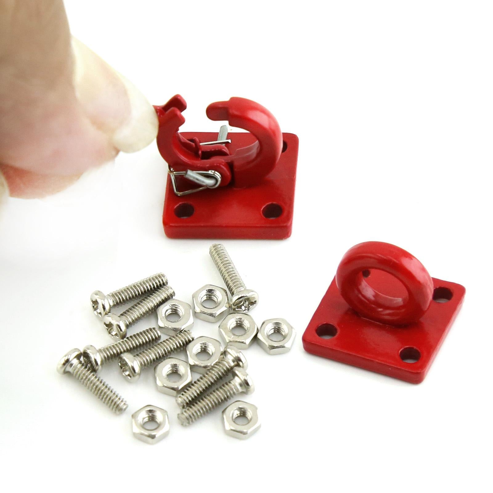 3x2x 1/10 RC Crawler Trailer Towing Buckle Accessories Universal Red Tow Hooks