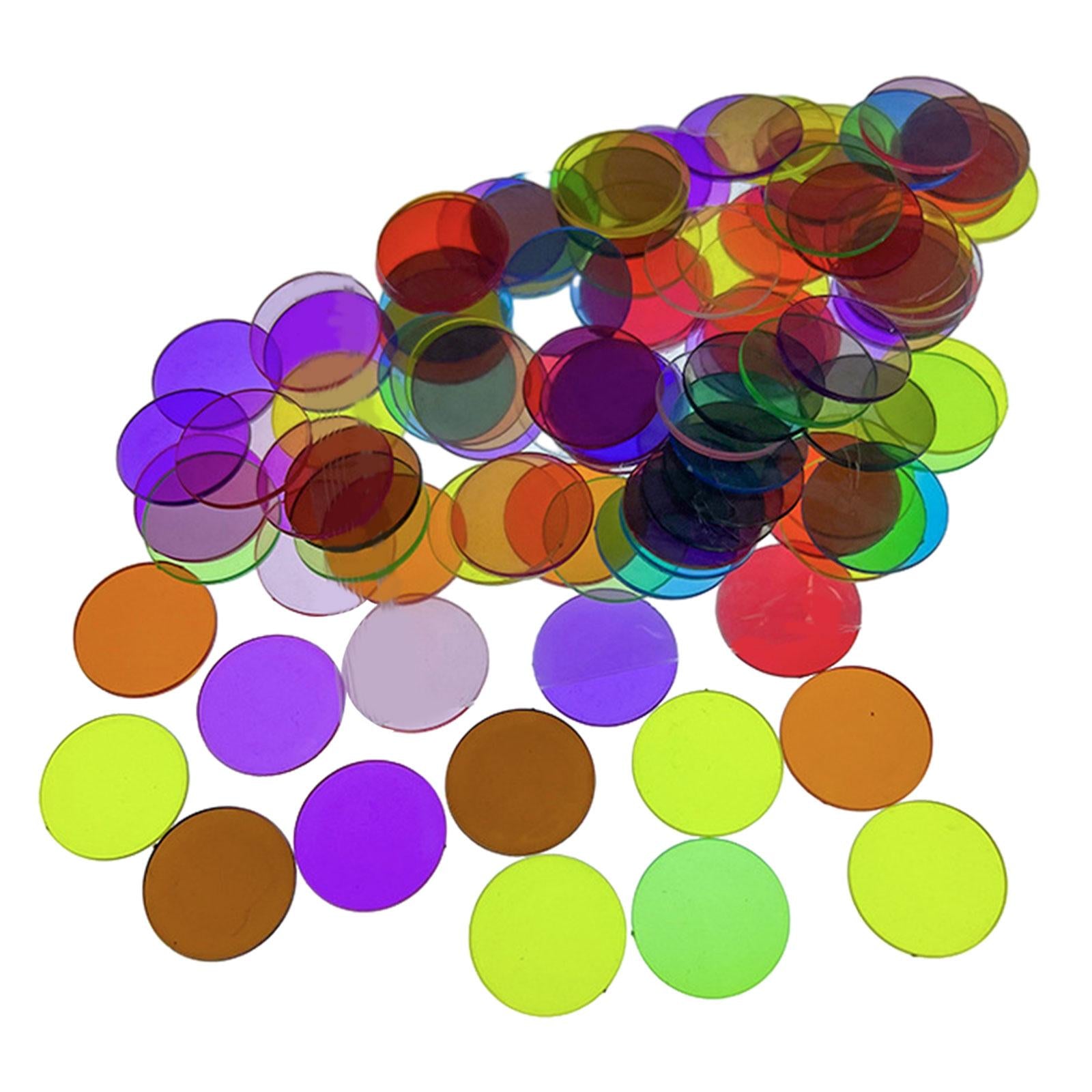 2x100x Math Counters for Kids Bingo Counting Chips for Classroom Office Lodges 19mm clear