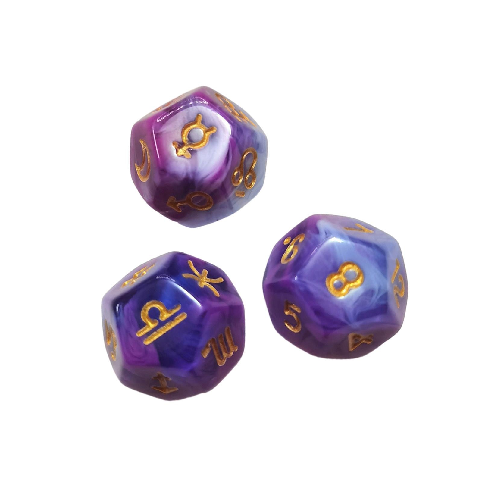 3x3 Pieces D12 Polyhedral Dice Astrology Dices for Card Game Role Playing Game Style F