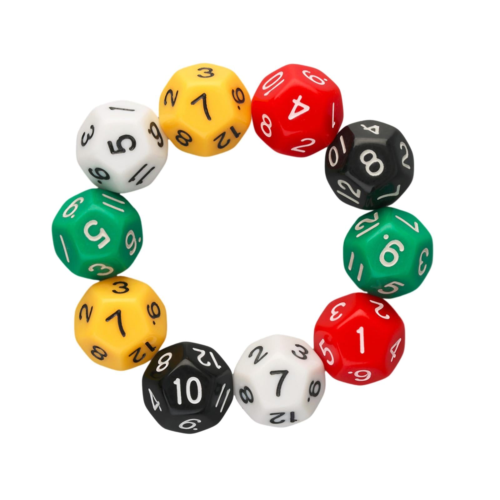 2x10Pcs 12 Sided Dice Acrylic Dice for Party Game Table Game Role Playing Game