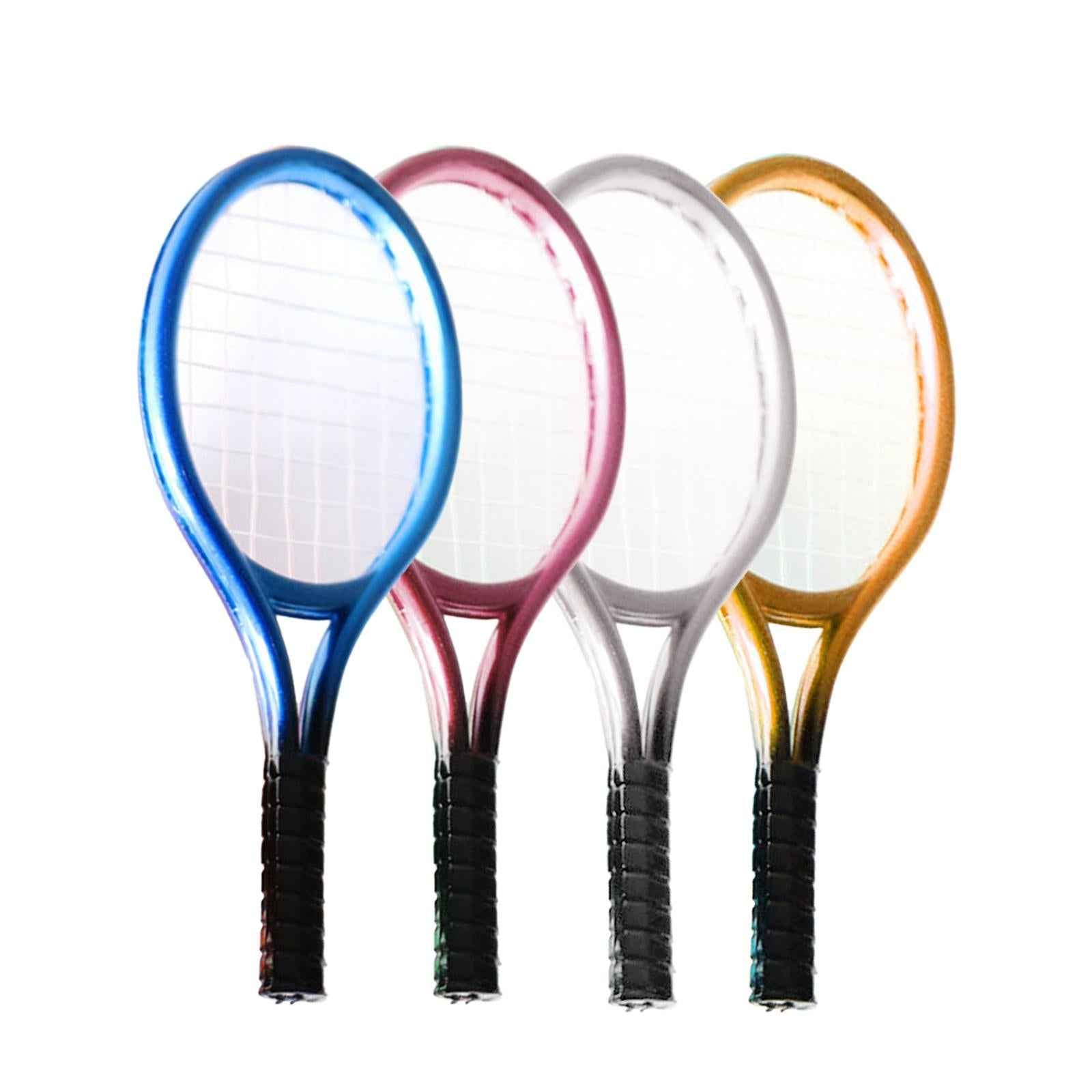 Mini Tennis Racket and Ball Set Crafts Cake Topper 1:12 Miniature Tennis Kit Blue