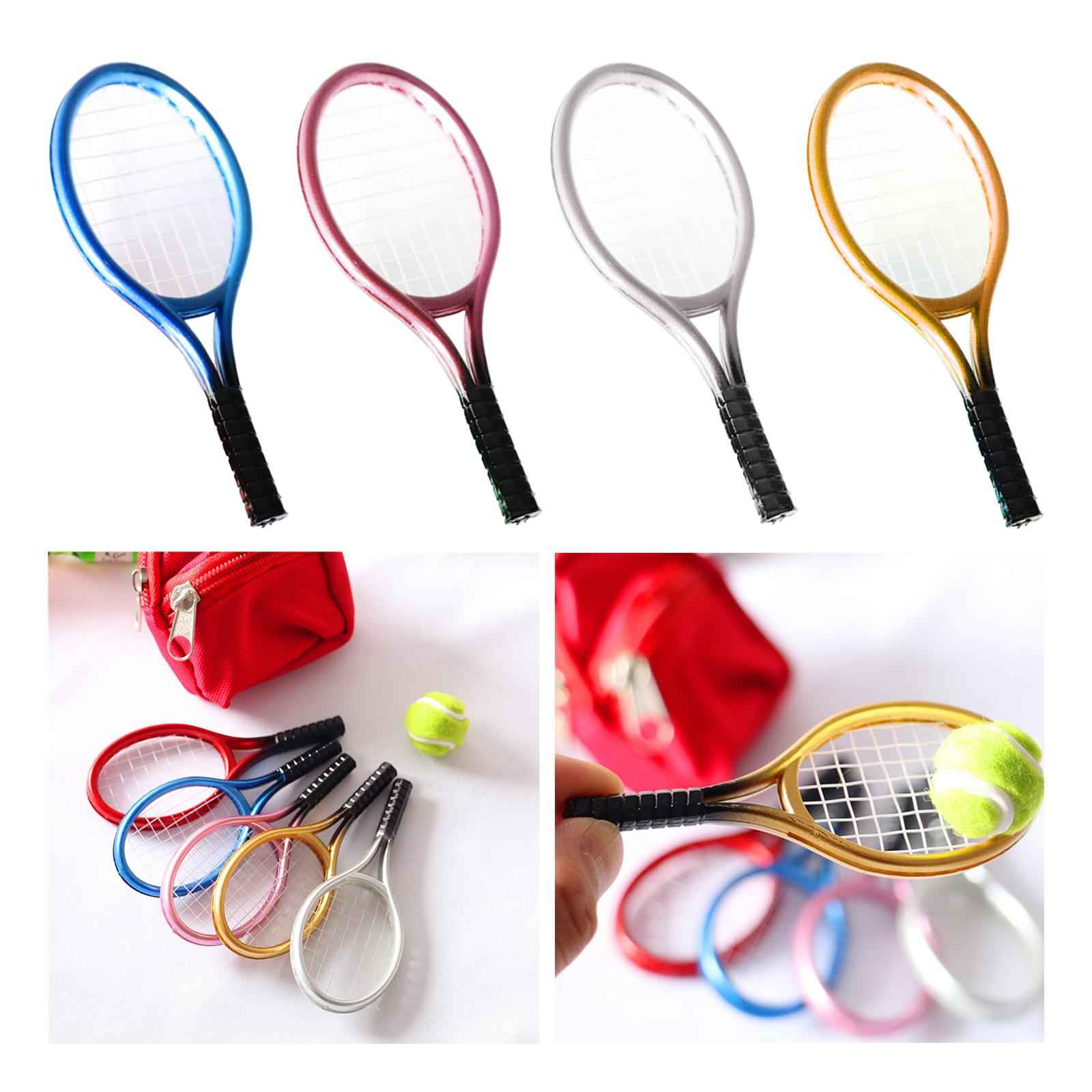 Mini Tennis Racket and Ball Set Crafts Cake Topper 1:12 Miniature Tennis Kit Blue