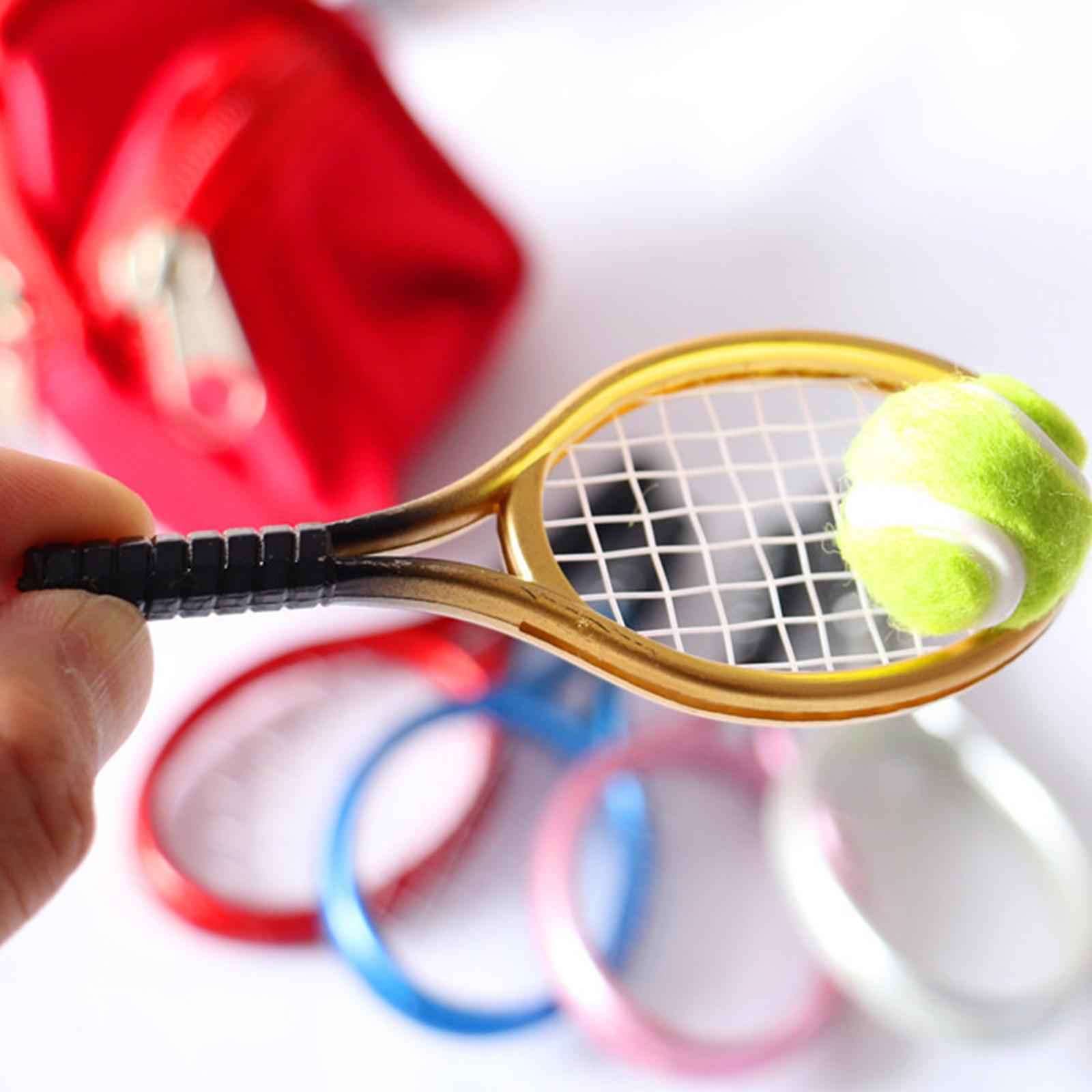 Mini Tennis Racket and Ball Set Crafts Cake Topper 1:12 Miniature Tennis Kit Blue