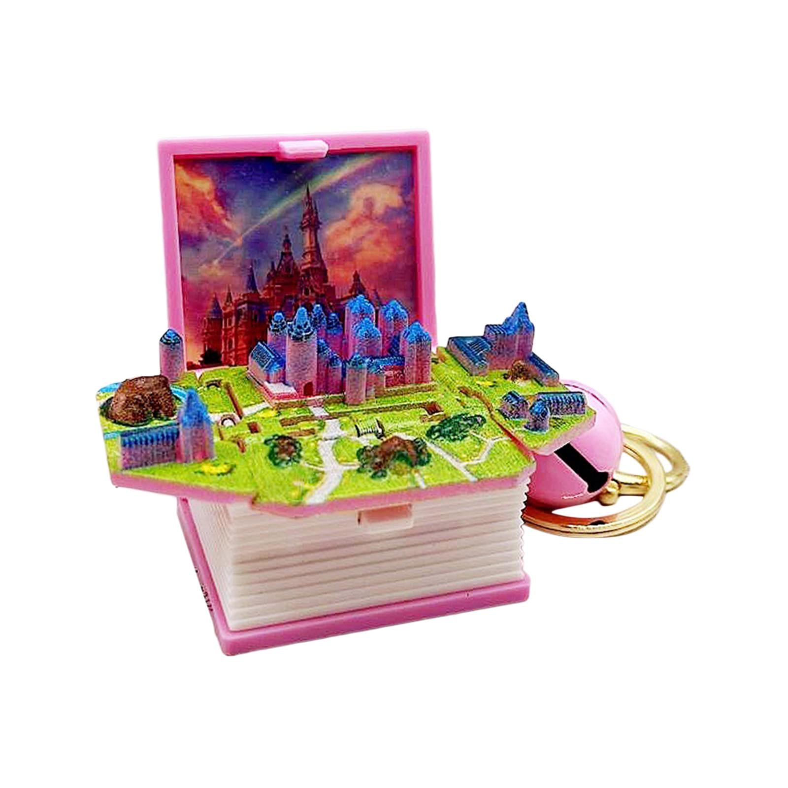 3x3D Castle Book Keychain Novelty Cute Key Rings for Students Classroom Prizes castle pink