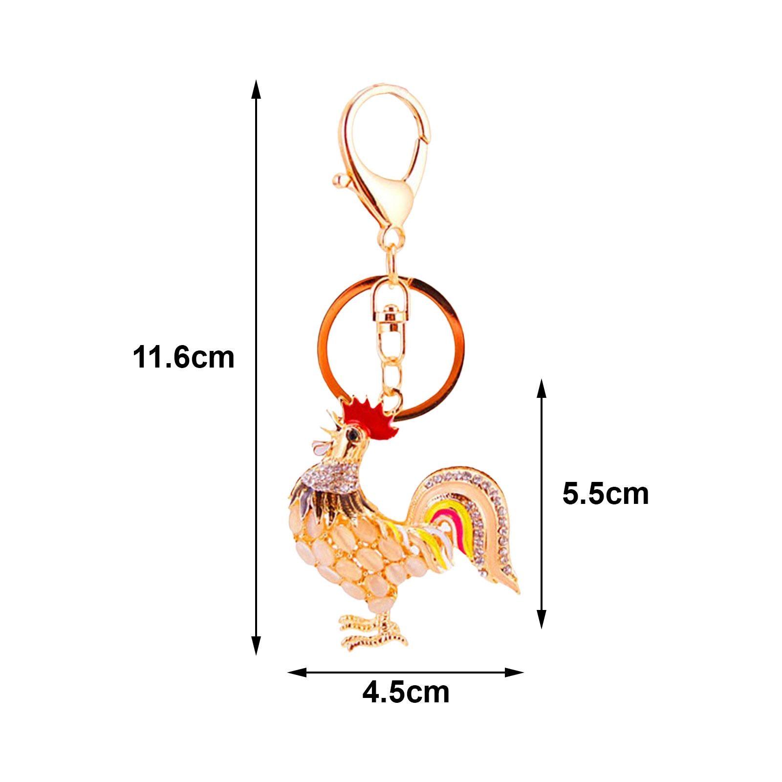2xRooster Keychain Backpack Charms Alloy Rhinestone Keychain for Women and Men