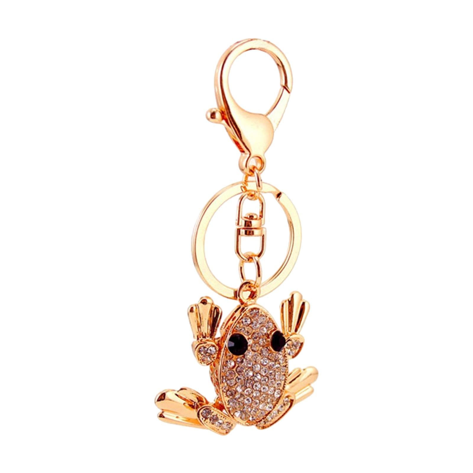 2xFrog Bling Keychains Sparkling 3D Golden Bling Key Rings Holder for Women Girls