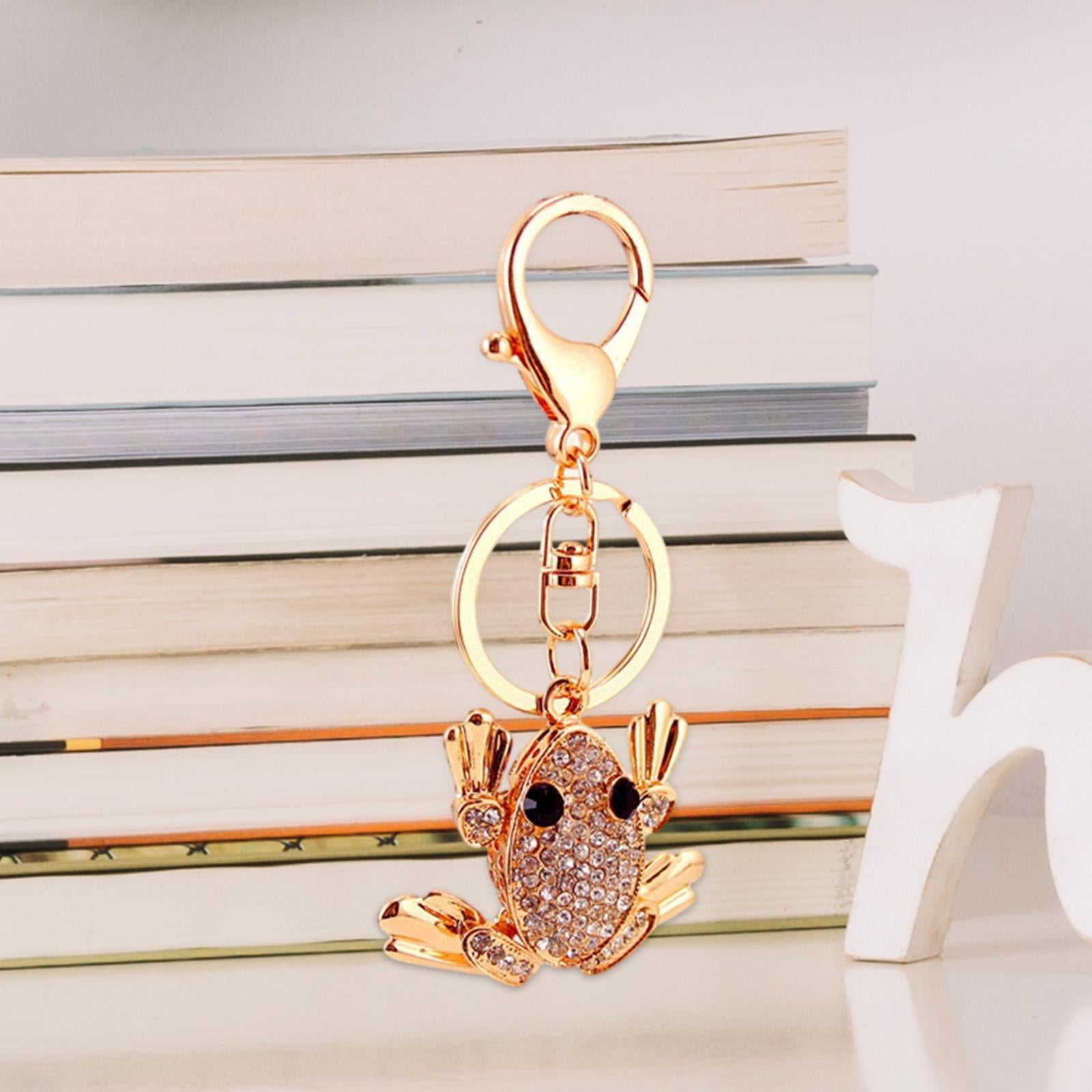 2xFrog Bling Keychains Sparkling 3D Golden Bling Key Rings Holder for Women Girls