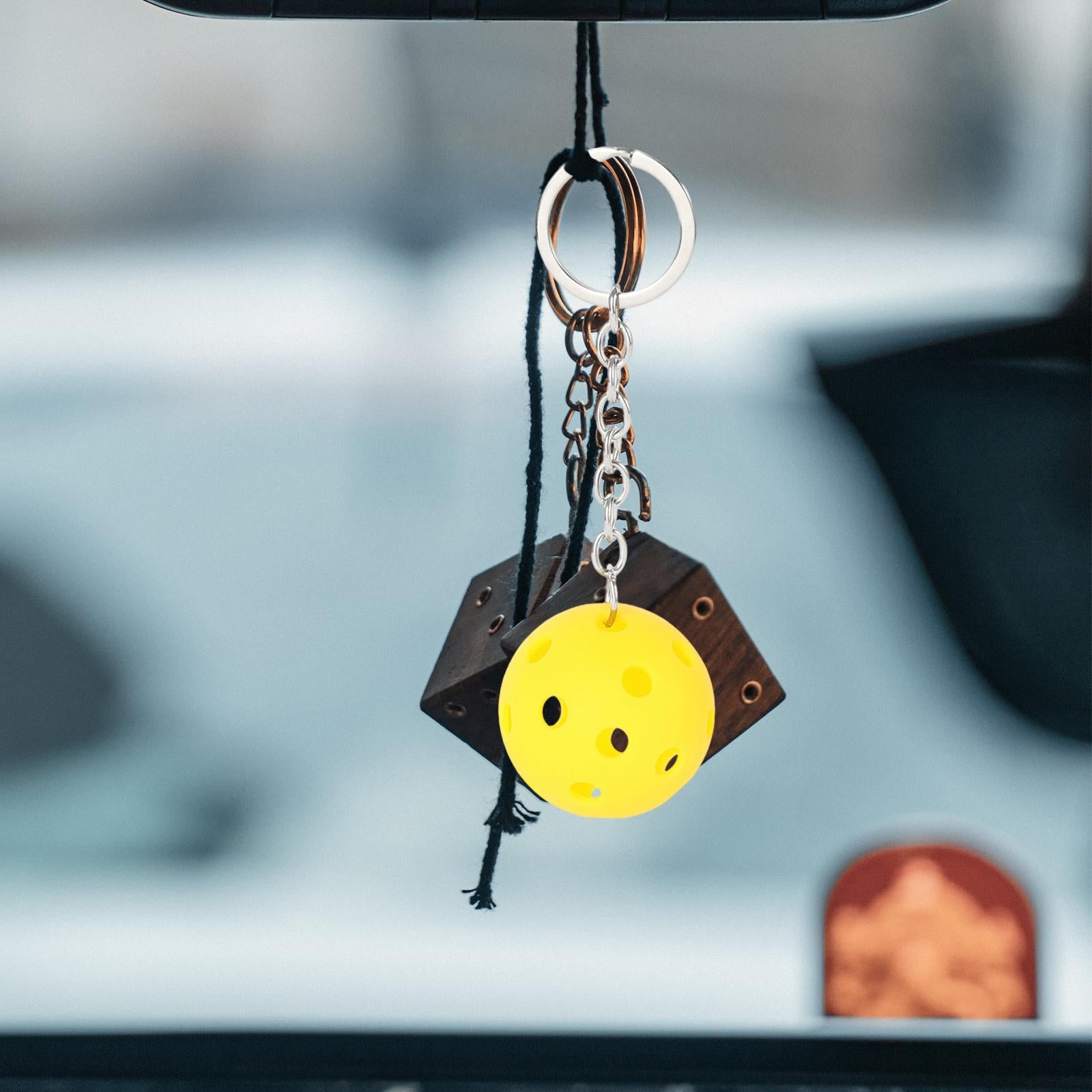 2xPickleball Keychain Portable Pickleball Bag for Backpack Hoilday Handbag yellow